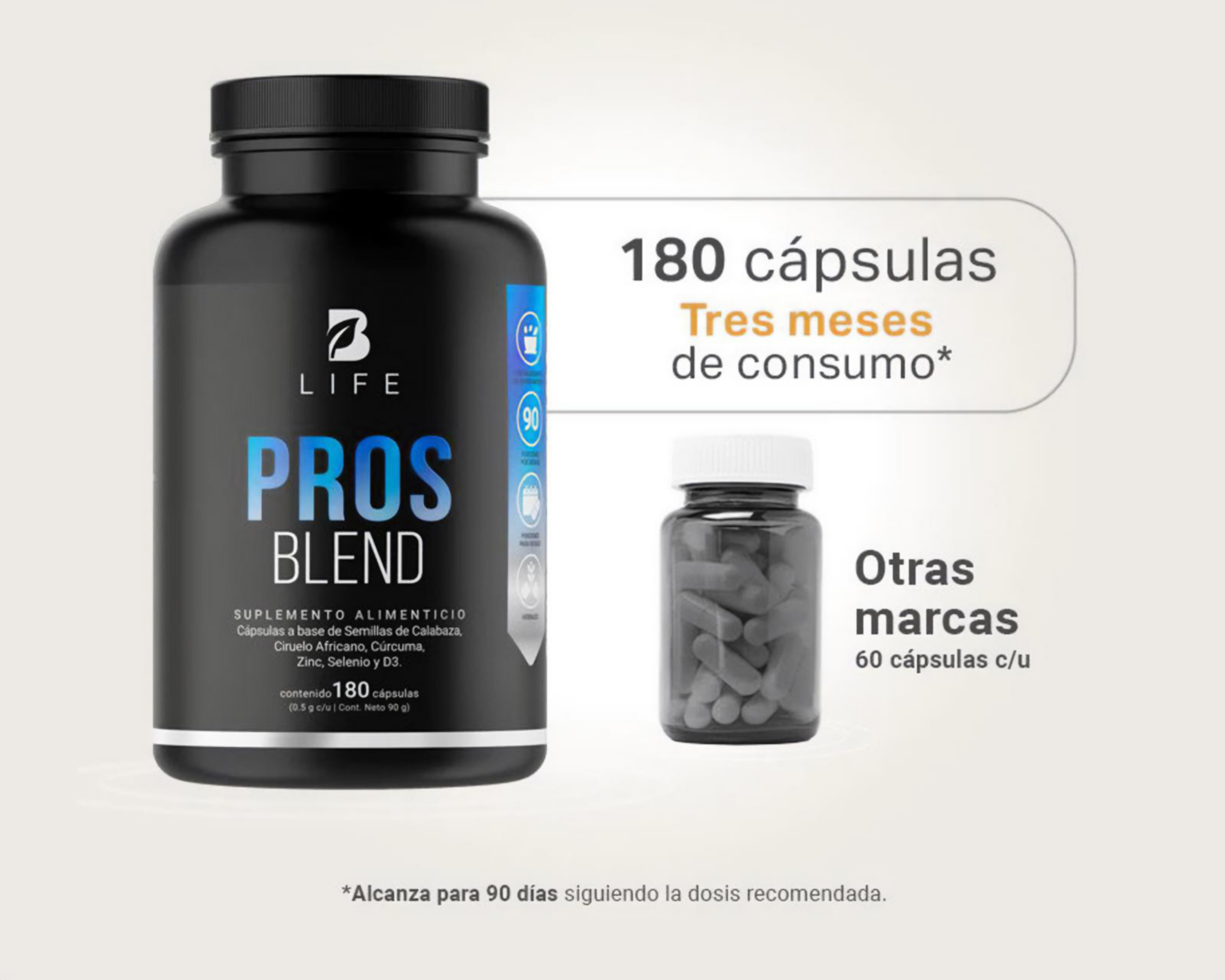 Foto 5 pulgar | Suplemento Alimenticio B Life Pros Blend con Semillas de Calabaza 180 Cápsulas