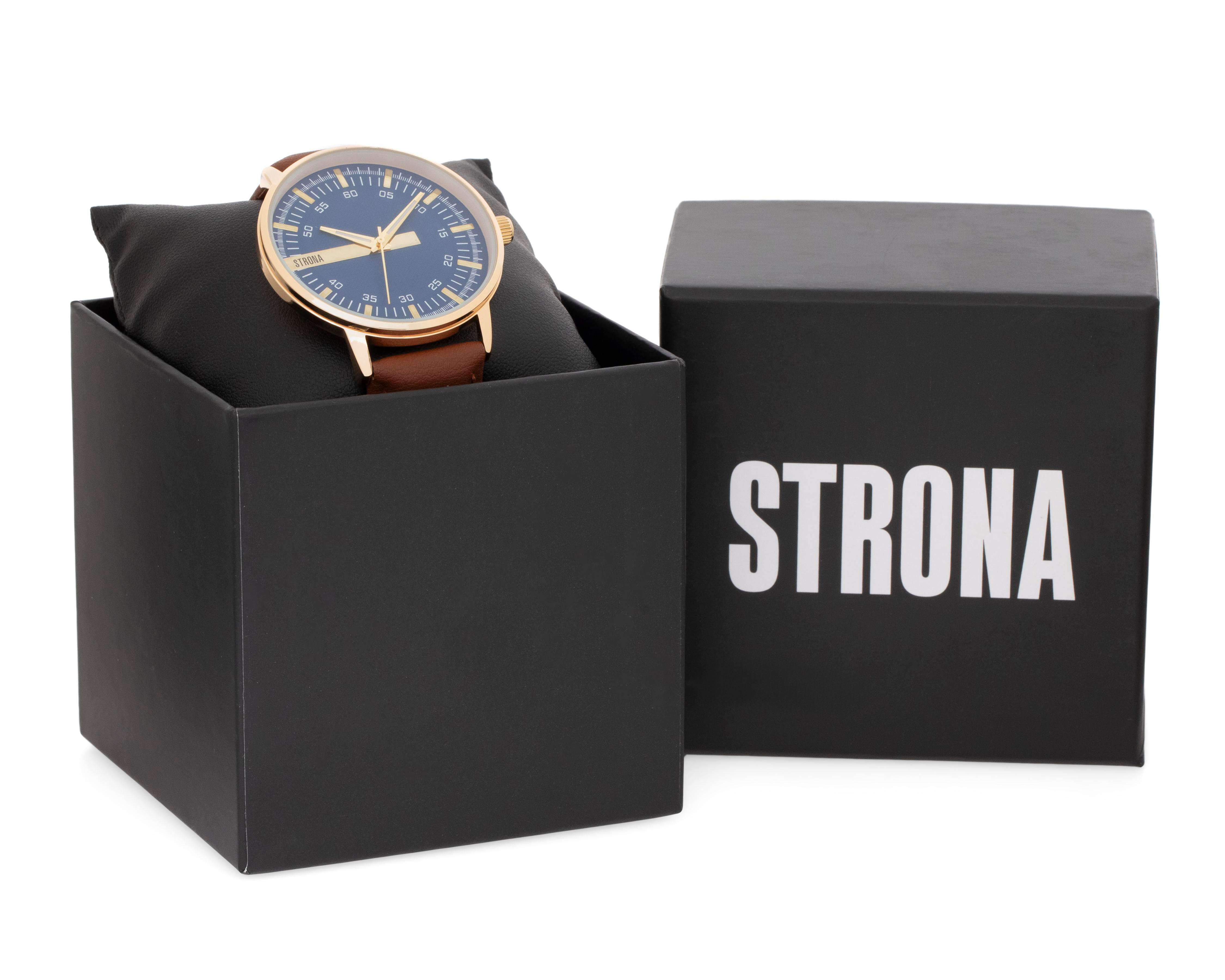 Foto 6 pulgar | Reloj Strona para Hombre STN-C-58YG-24 Café