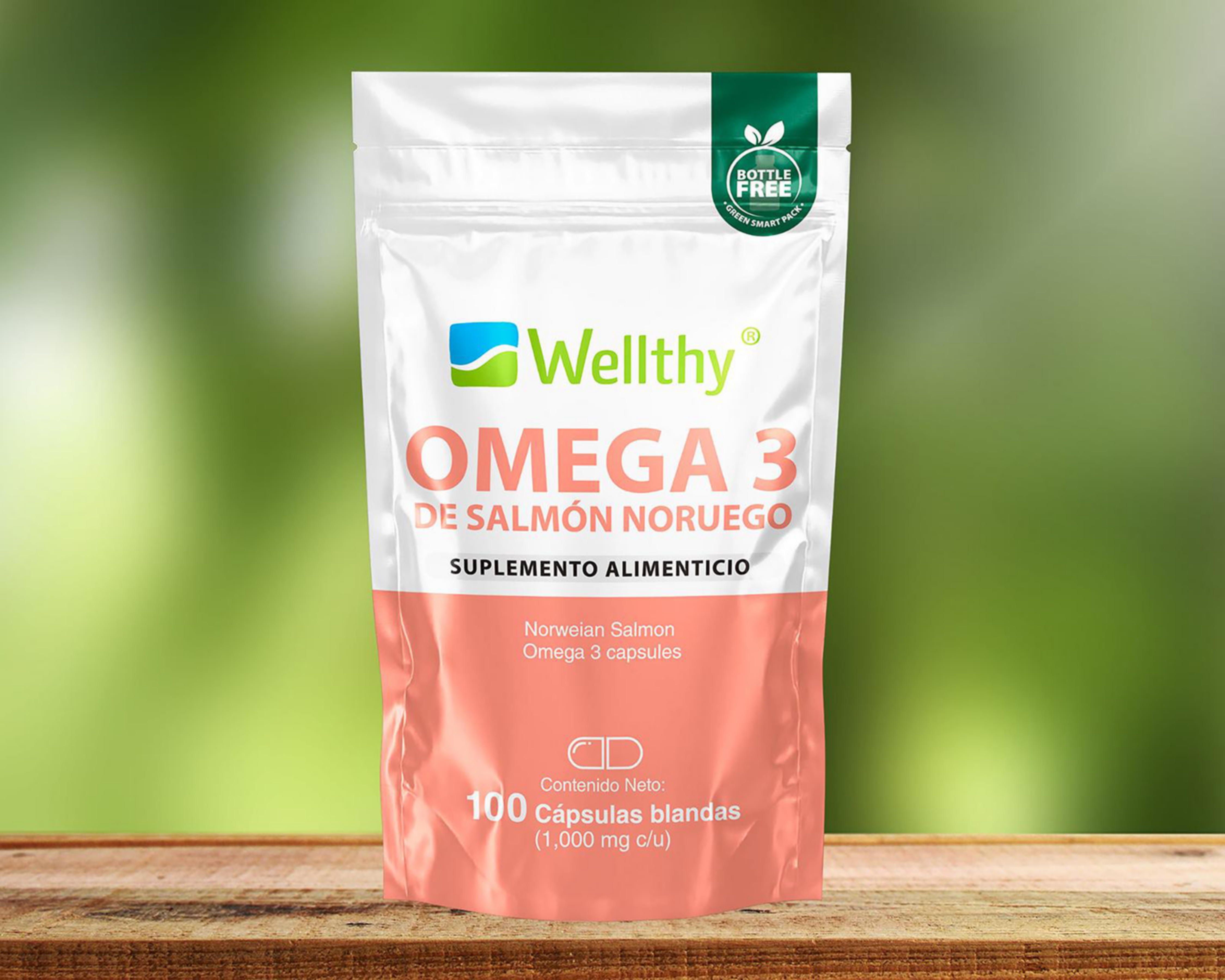 Foto 4 pulgar | Suplemento Alimenticio Wellthy Omega 3 de Salmón Noruego 100 Cápsulas