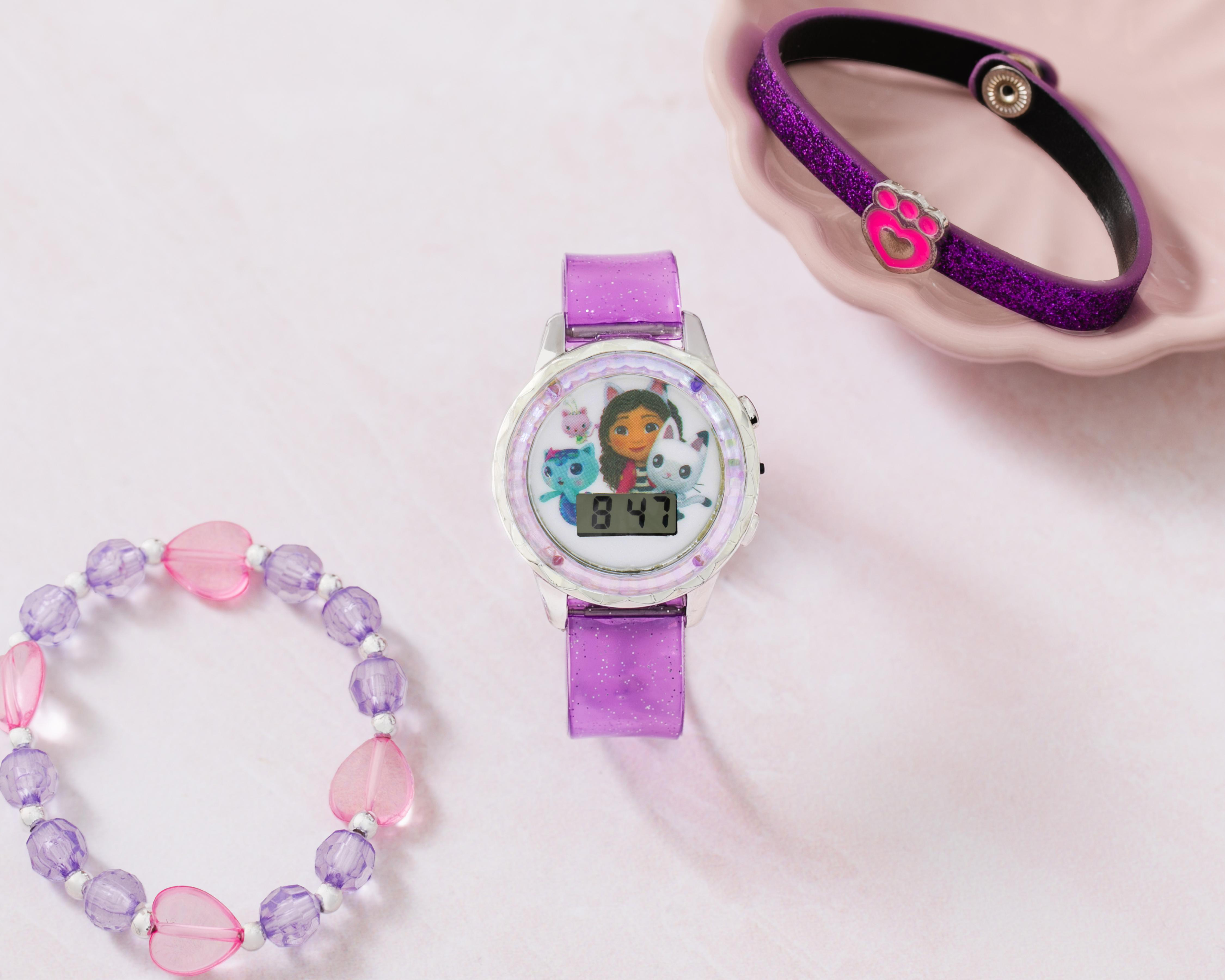 Foto 9 pulgar | Reloj para Niña Gabby´s Dollhouse Morado con Pulseras