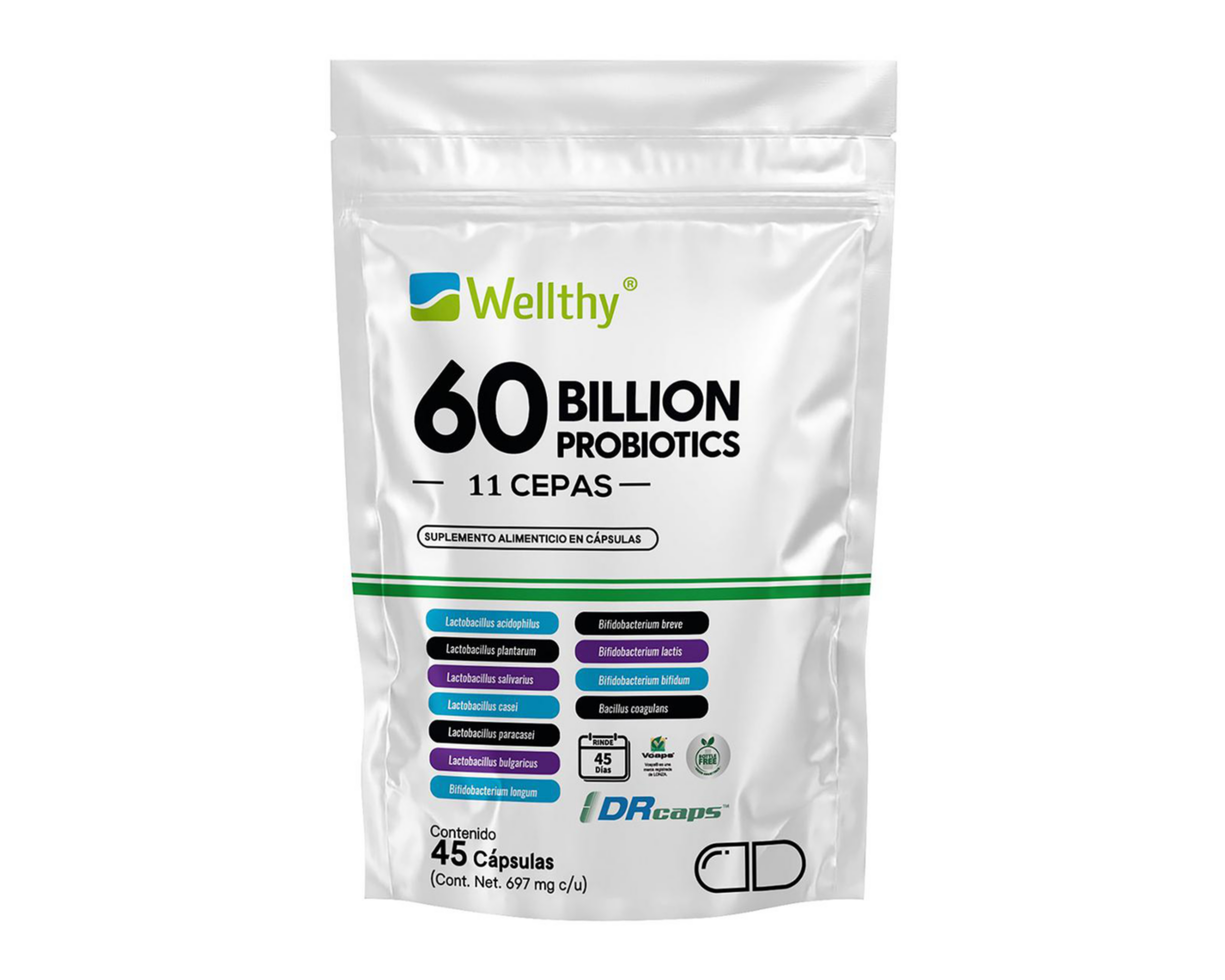 Foto 1 | Suplemento Alimenticio Wellthy 60 Billions Probiotics 45 Cápsulas