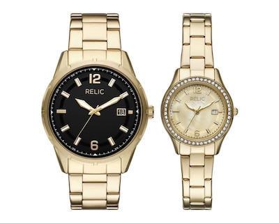 Foto 1 | Set de Relojes Pareja Mujer y Hombre Relic Dorado ZR97016