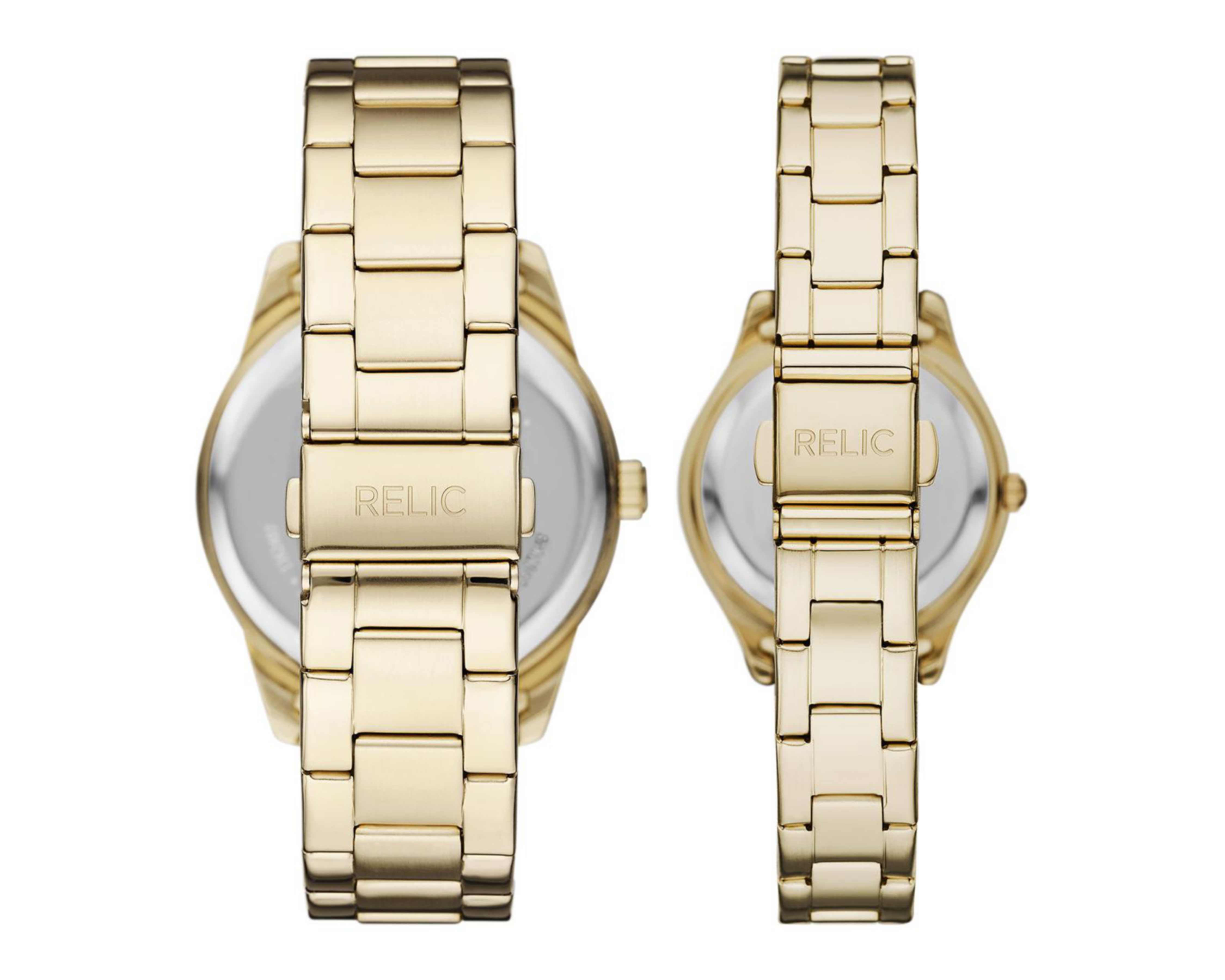 Foto 4 pulgar | Set de Relojes Pareja Mujer y Hombre Relic Dorado ZR97016