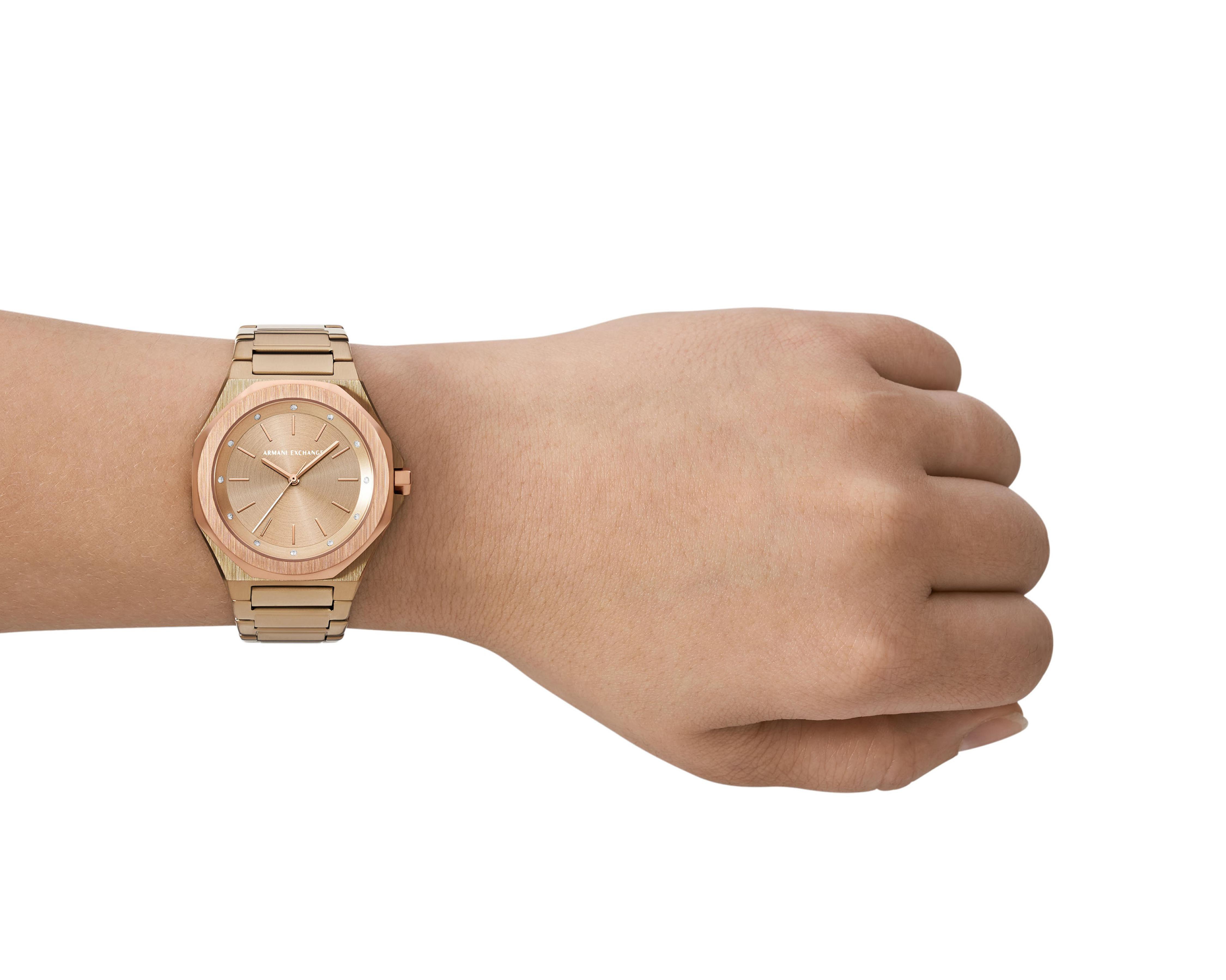 Foto 6 pulgar | Reloj para Mujer Armani Exchange Dorado AX4616