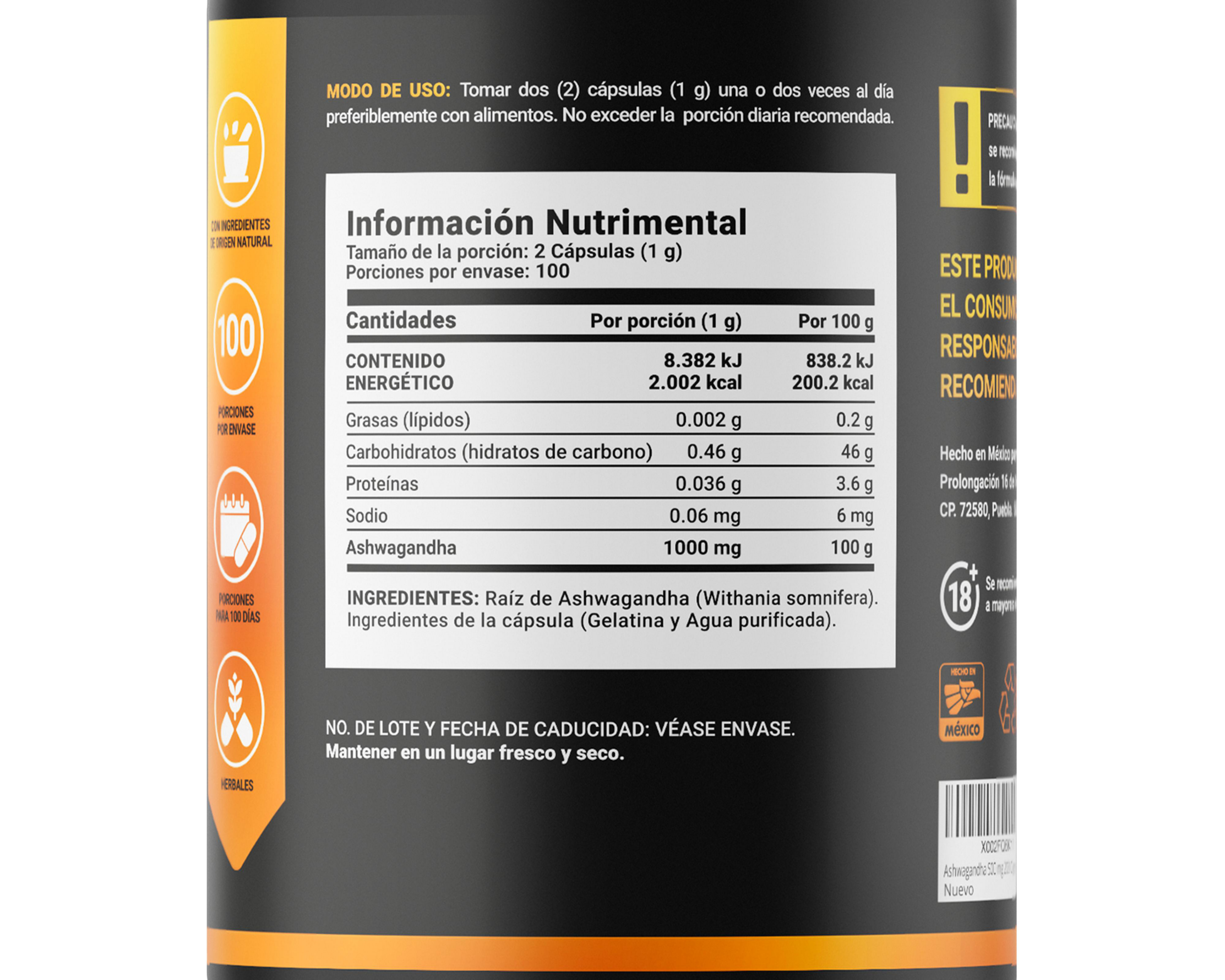 Foto 3 pulgar | Suplemento Alimenticio B Life Raíz de Ashwagandha 200 Cápsulas