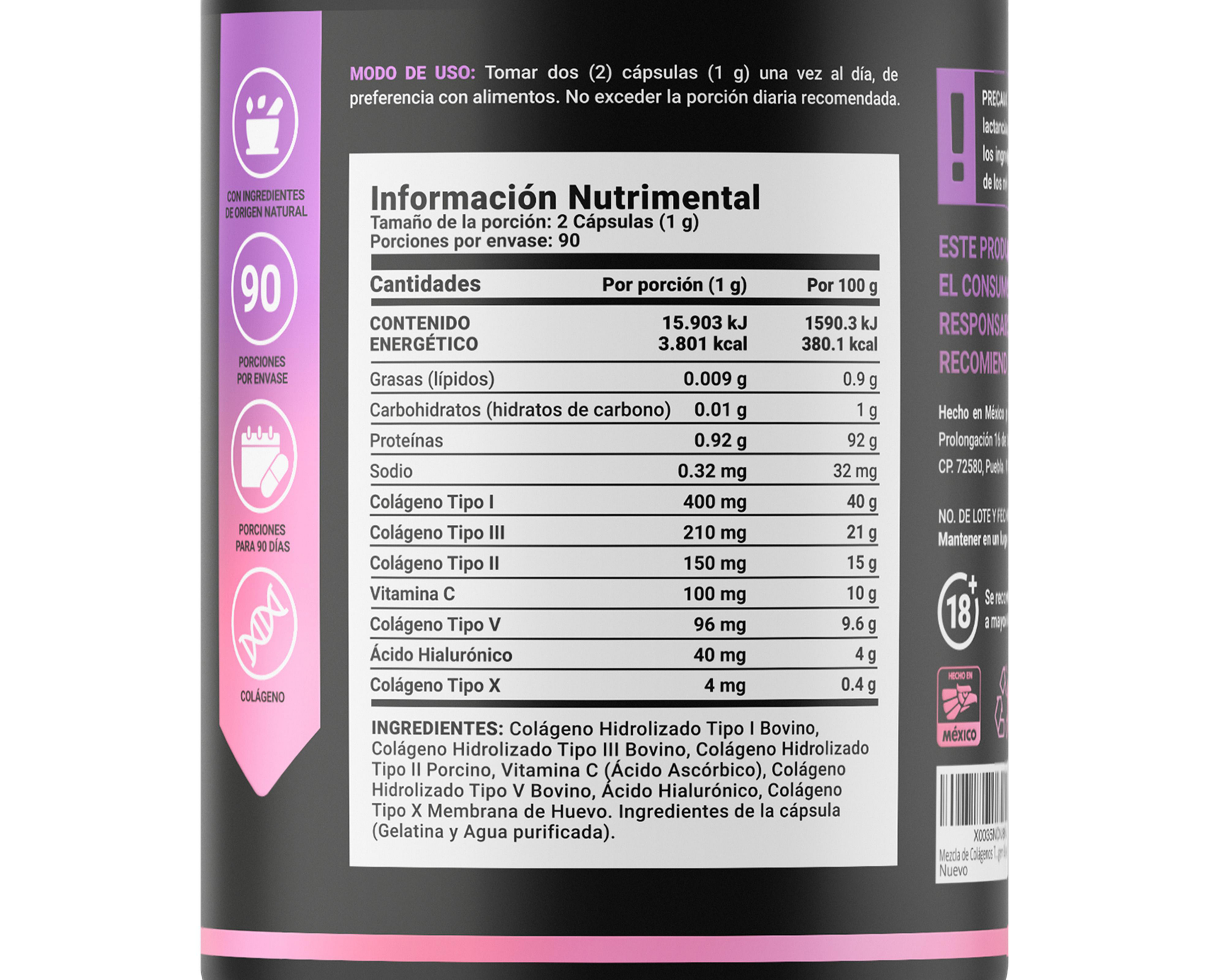 Foto 3 pulgar | Suplemento Alimenticio B Life Colágeno y Ácido Hialurónico 180 Cápsulas