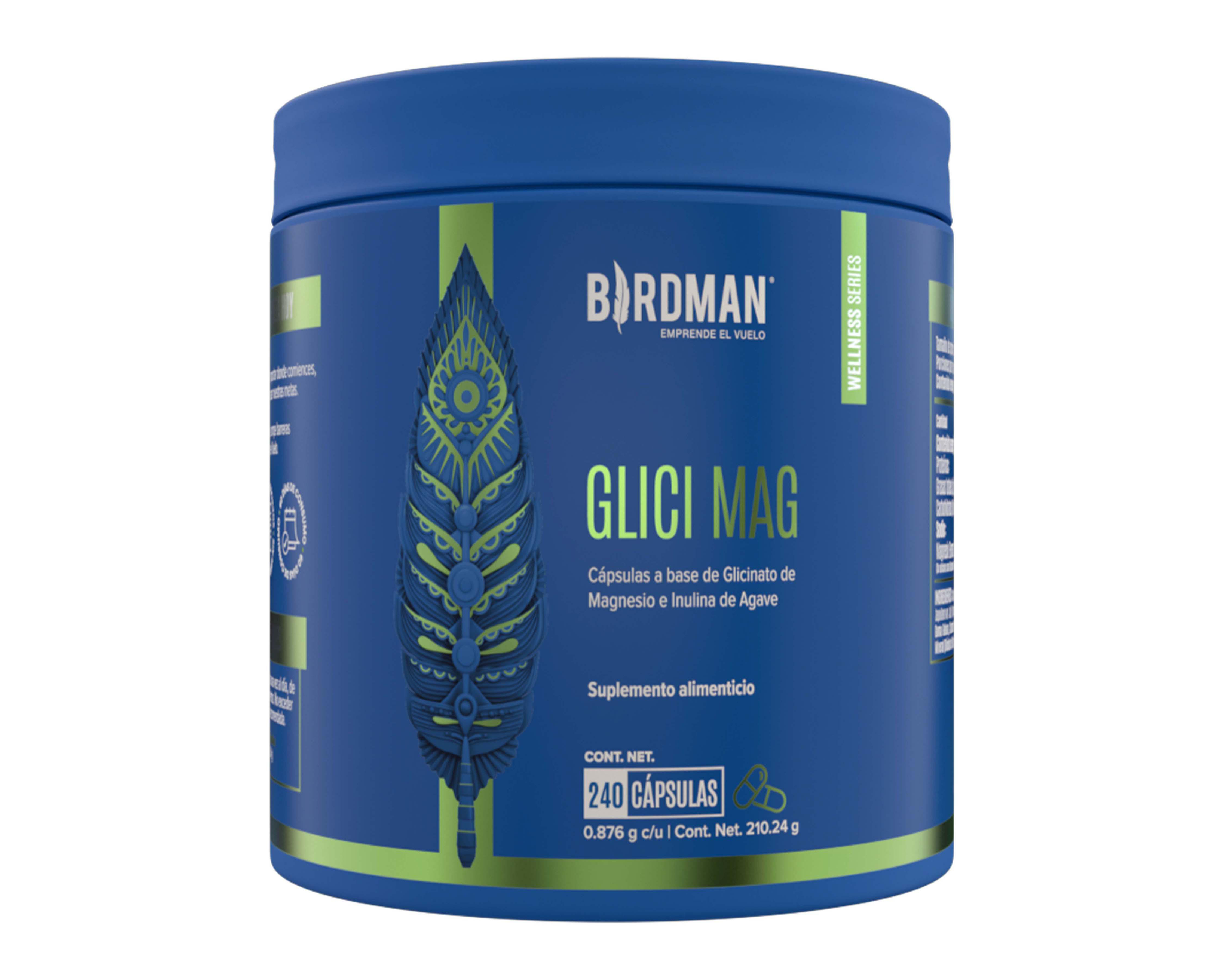 Foto 2 pulgar | Suplemento Alimenticio Birdman Glici Mag de Glicinato de Magnesio e Inulina de Agave 240 Cápsulas
