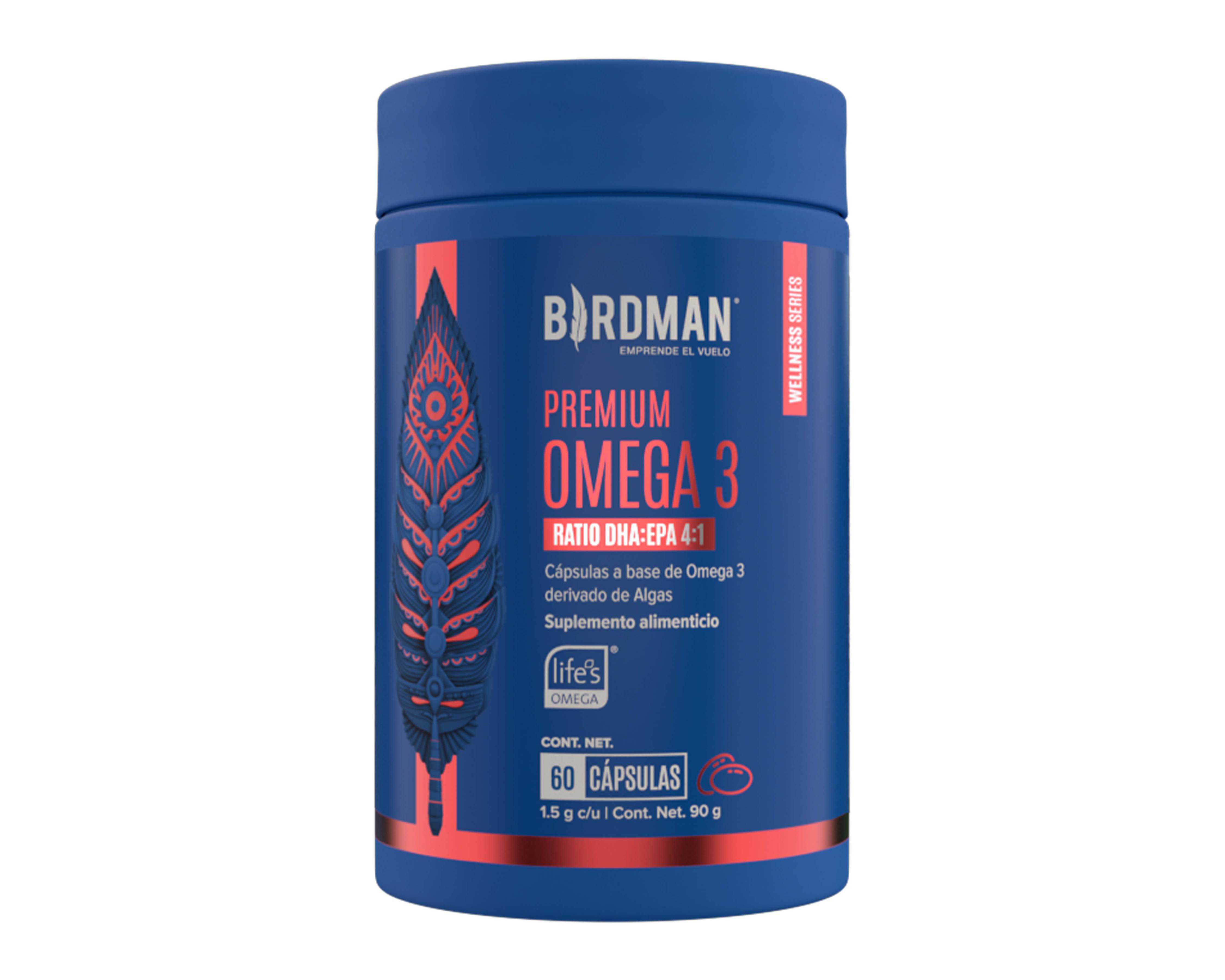 Suplemento Alimenticio Birdman Premium Omega 3 de Ratio DHA:EPA 4:1 60 Cápsulas