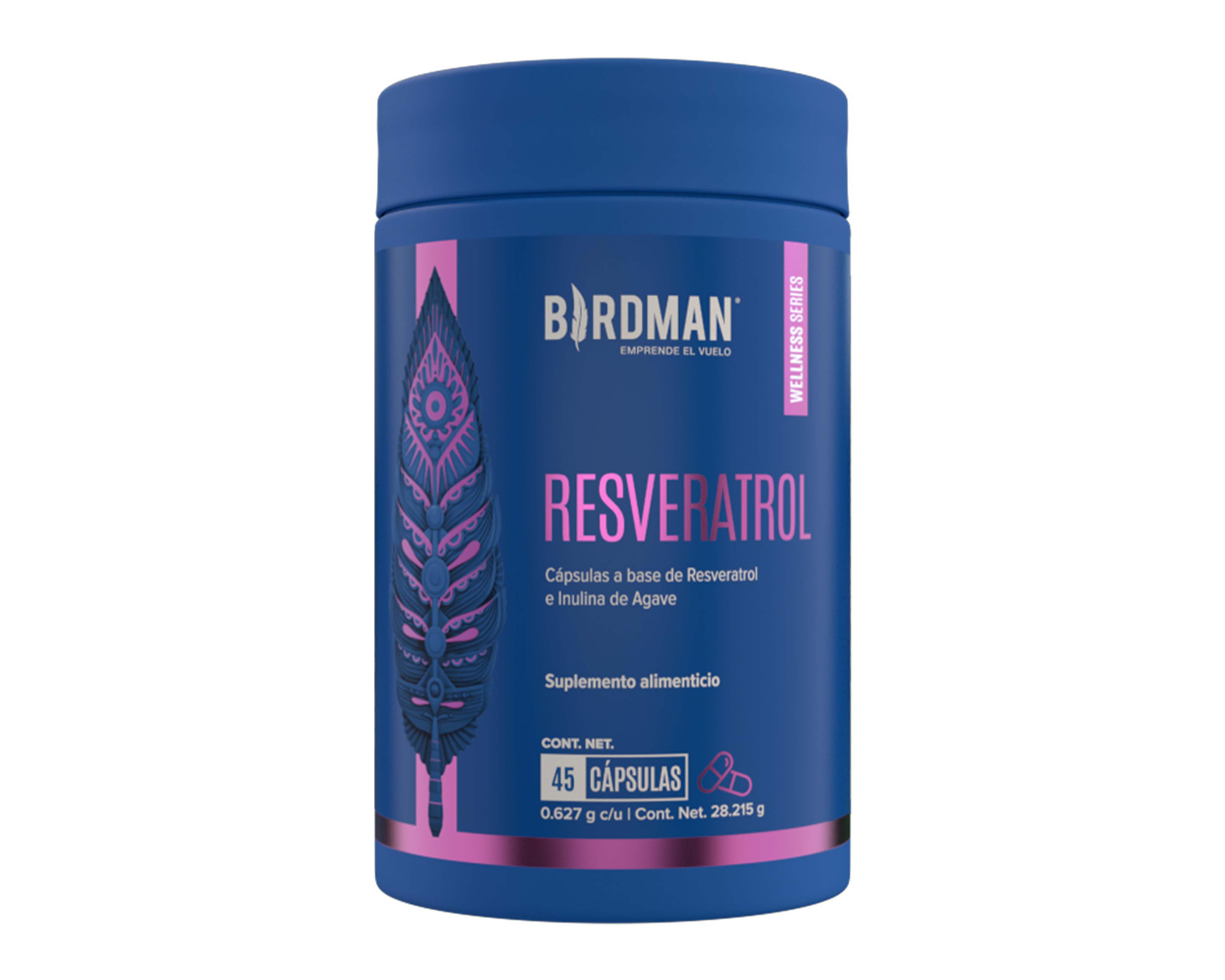 Foto 2 pulgar | Suplemento Alimenticio Birdman Resveratrol 45 Cápsulas