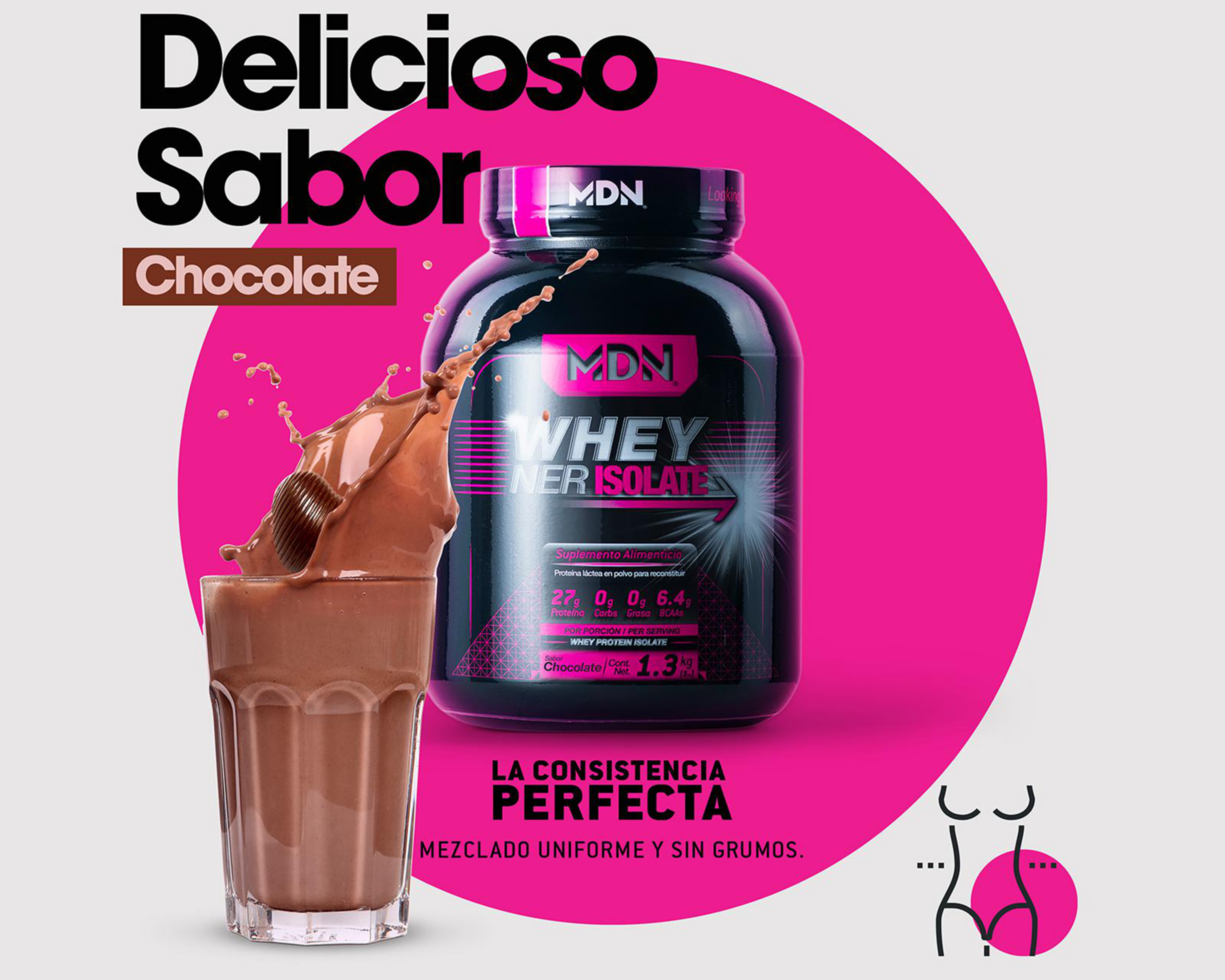 Foto 6 pulgar | Suplemento Alimenticio MDN Sports Whey Ner Isolate Proteína Aislada Sabor Chocolate 1.3 kg