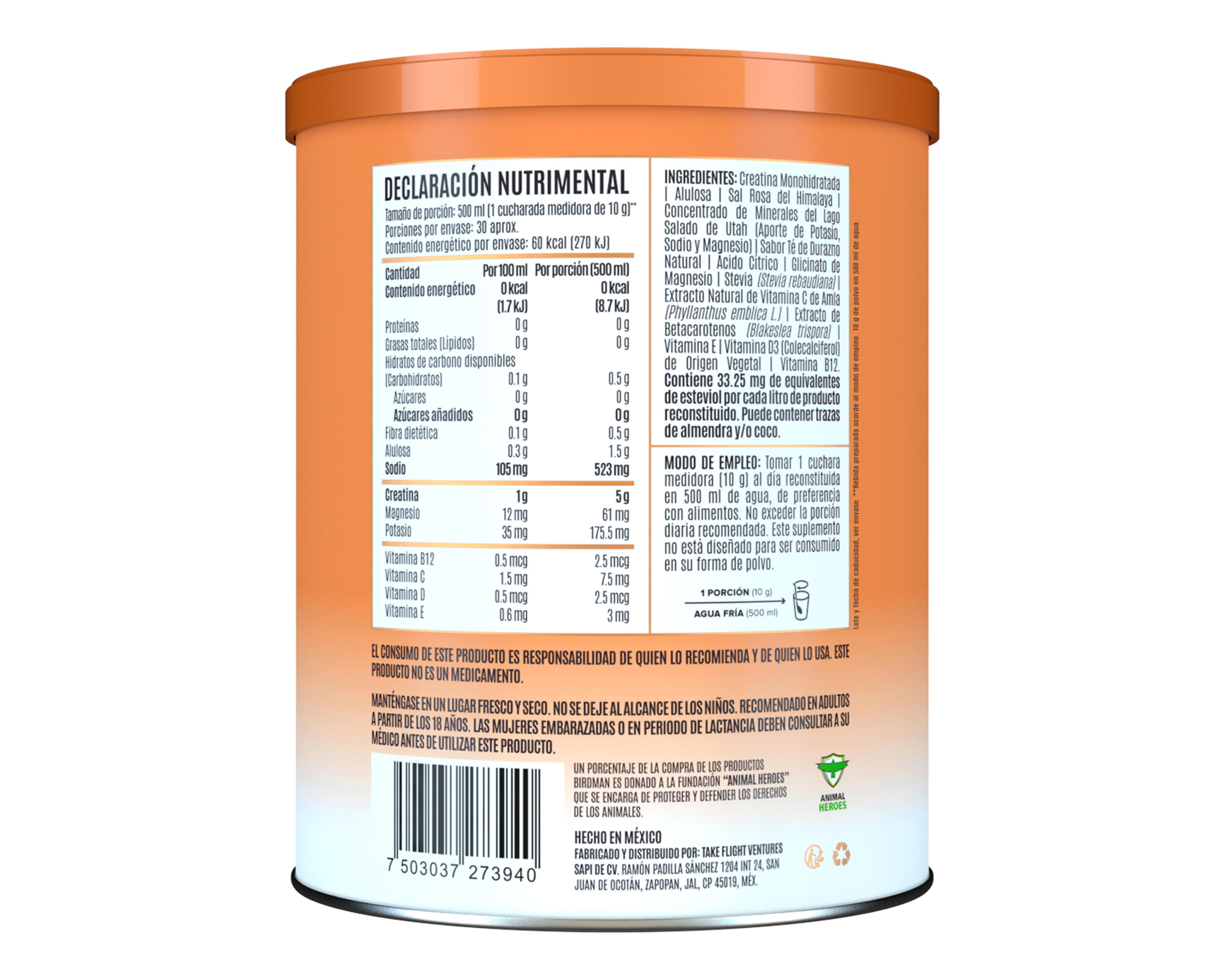 Foto 4 pulgar | Creatina Birdman Performance Series de Alta Pureza Golden Peach 300 g