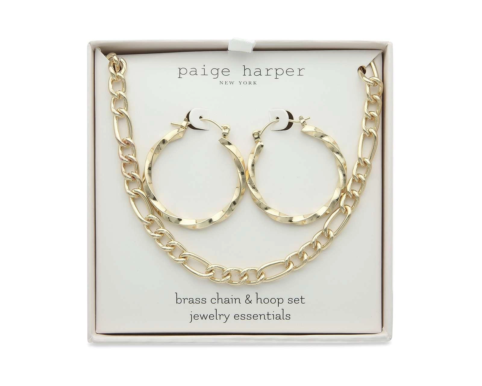 Foto 2 pulgar | Collar y Arracadas de Chapa de Oro 14K Paige Harper
