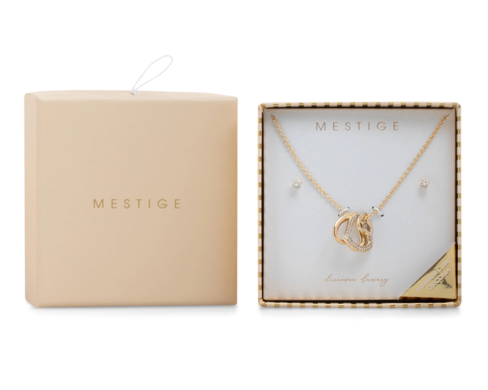 Foto 4 | Collar y Aretes de Chapa de Oro Mestige