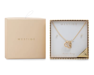 Foto 4 | Collar y Aretes de Chapa de Oro Mestige