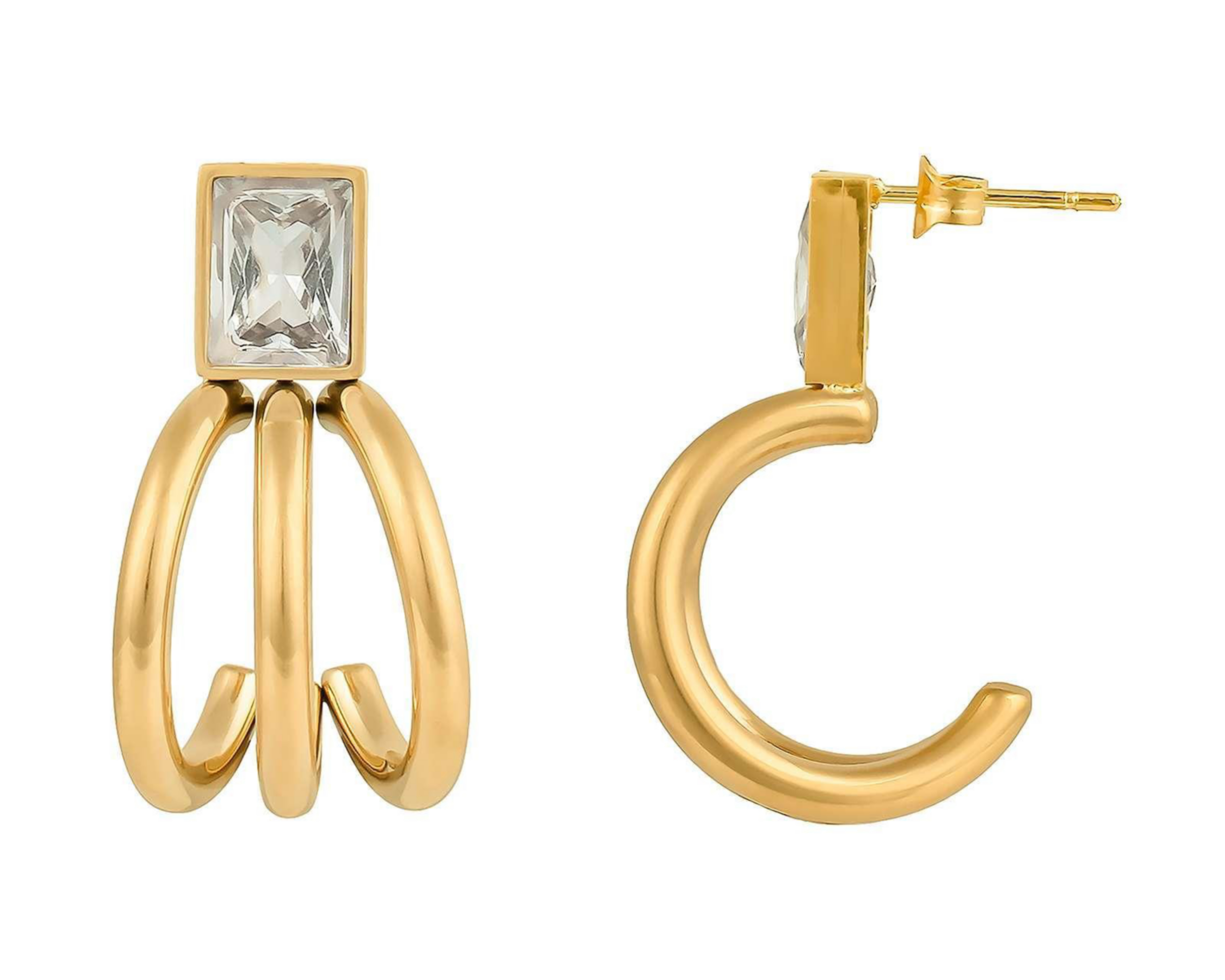Foto 2 pulgar | Aretes de Acero Inoxidable Jennifer Lopez
