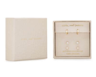 Foto 4 | Aretes de Chapa de Oro Olivia And Jackson 3 Pares