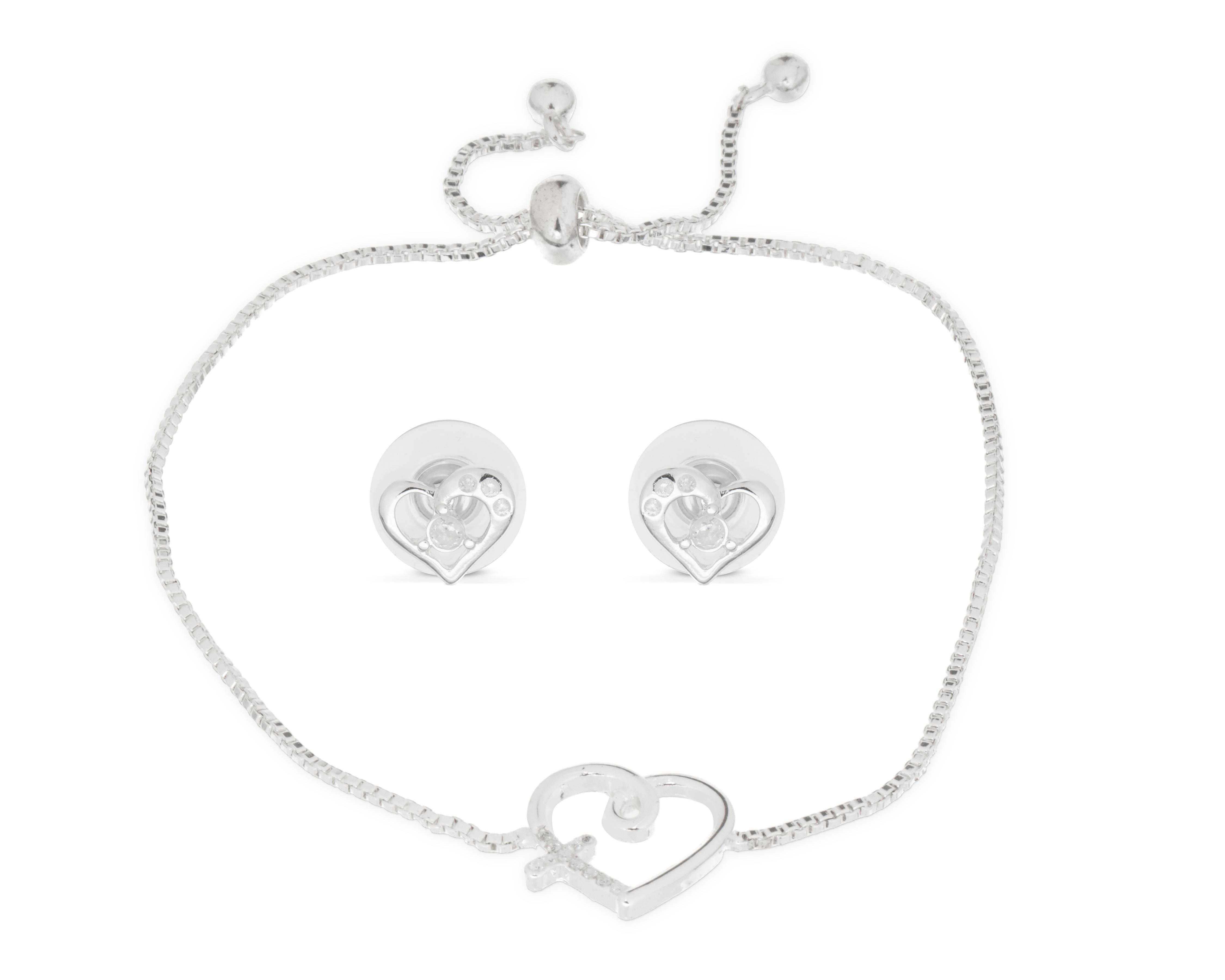 Foto 1 | Collar y Aretes de Chapa de Plata Twelve
