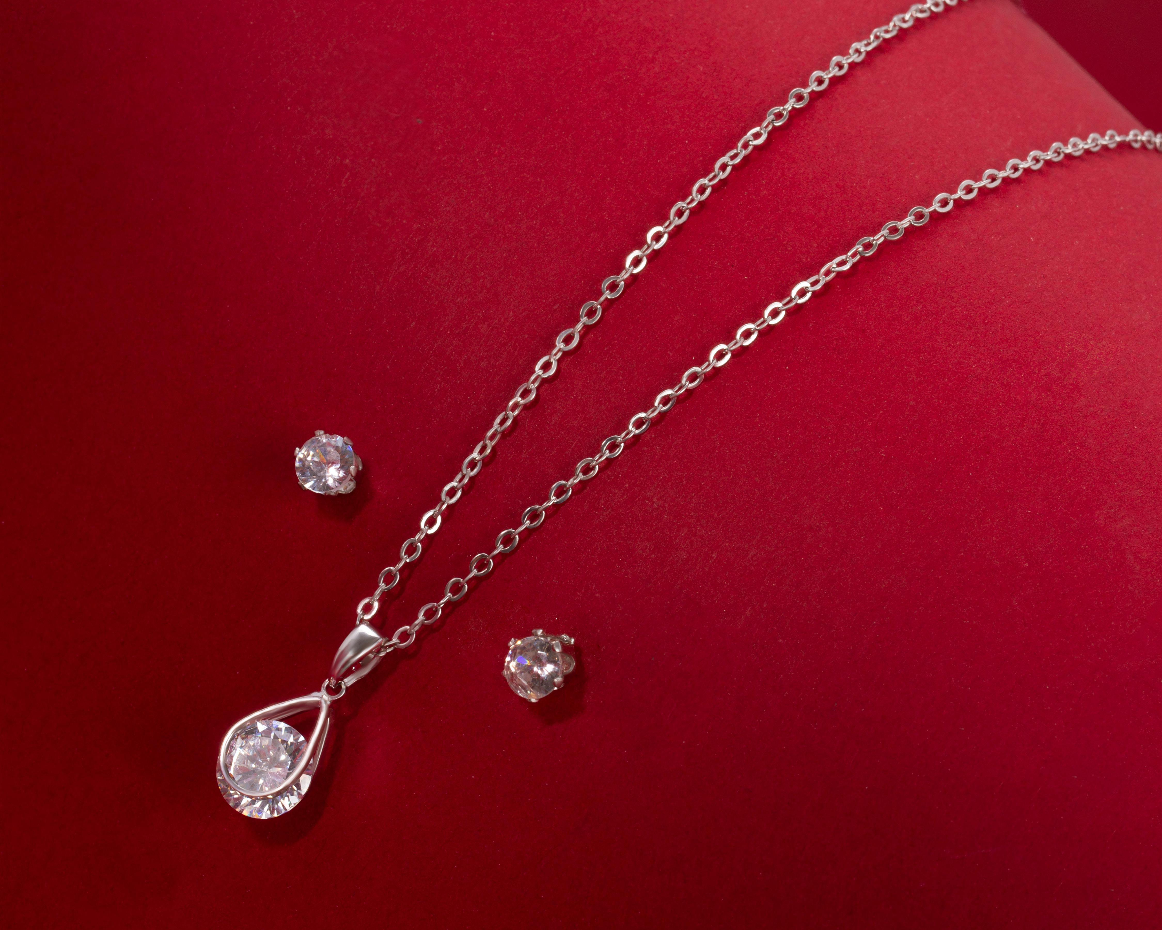 Foto 5 | Collar y Aretes de Chapa Rodio Unlimited