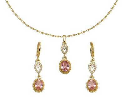 Foto 1 | Collar y Aretes de Chapa de Oro 18K Sentimientos