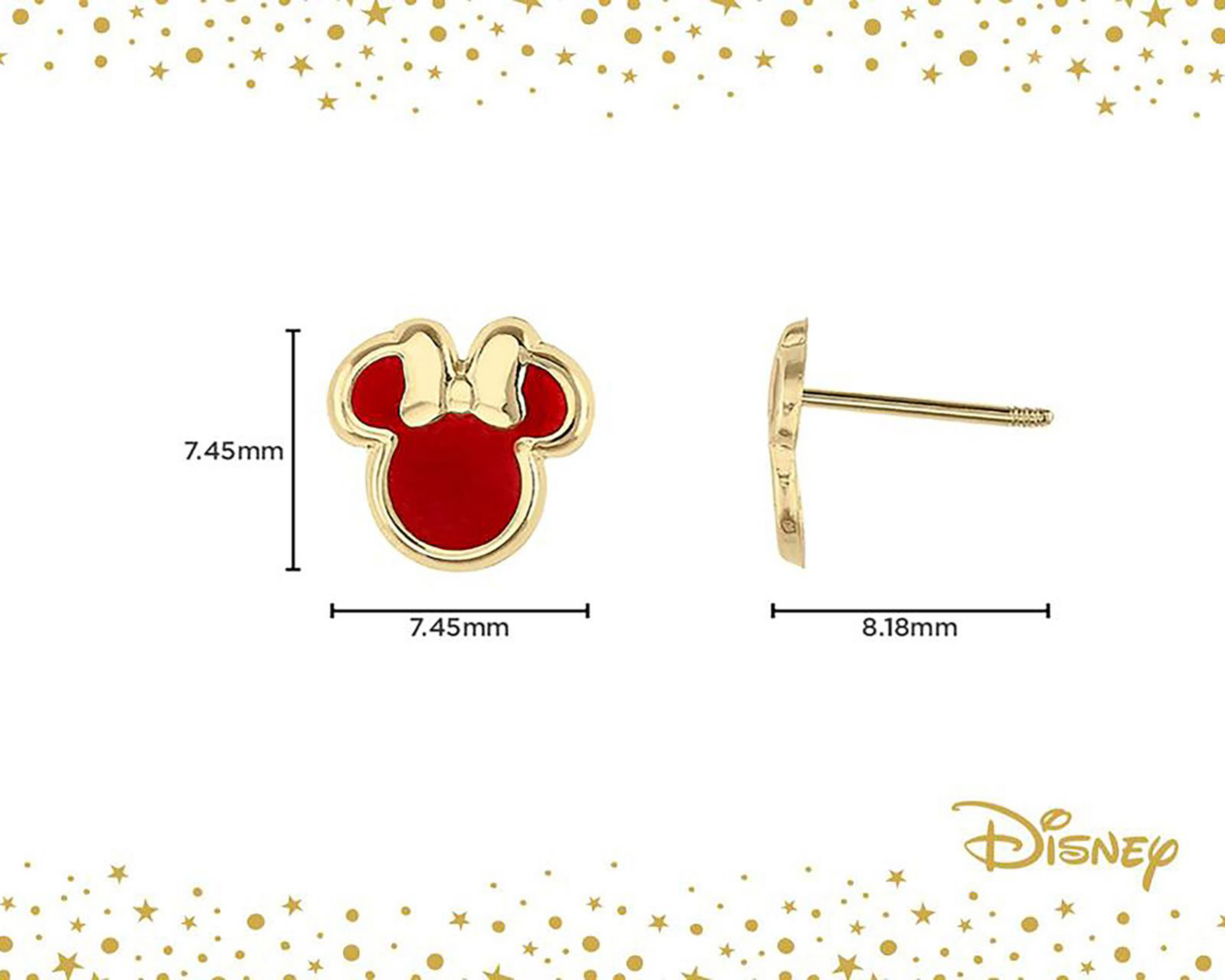 Foto 4 pulgar | Broqueles de Oro 10K Minnie Mouse Disney