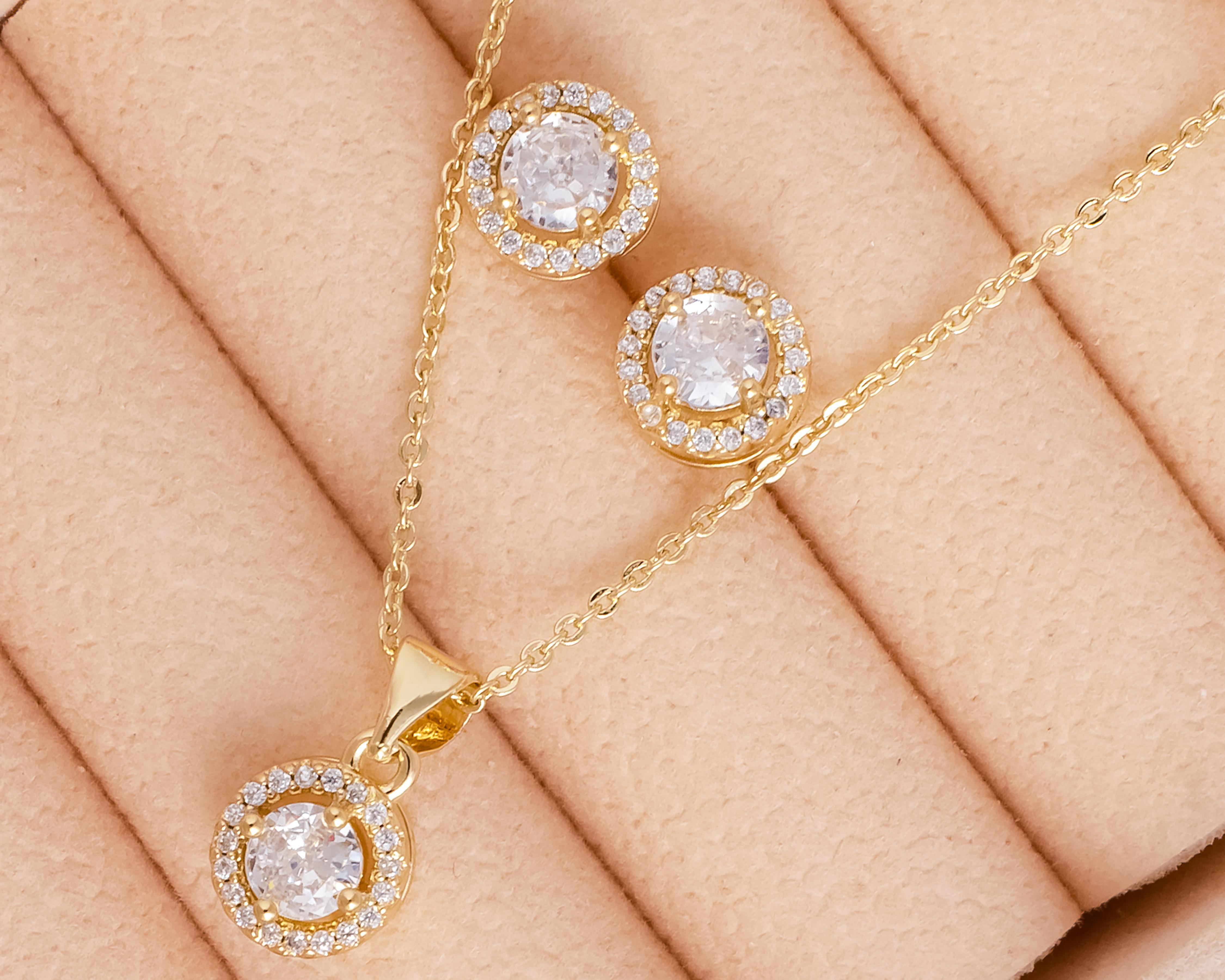 Foto 5 | Collar y Aretes de Chapa de Oro 18K Plafer