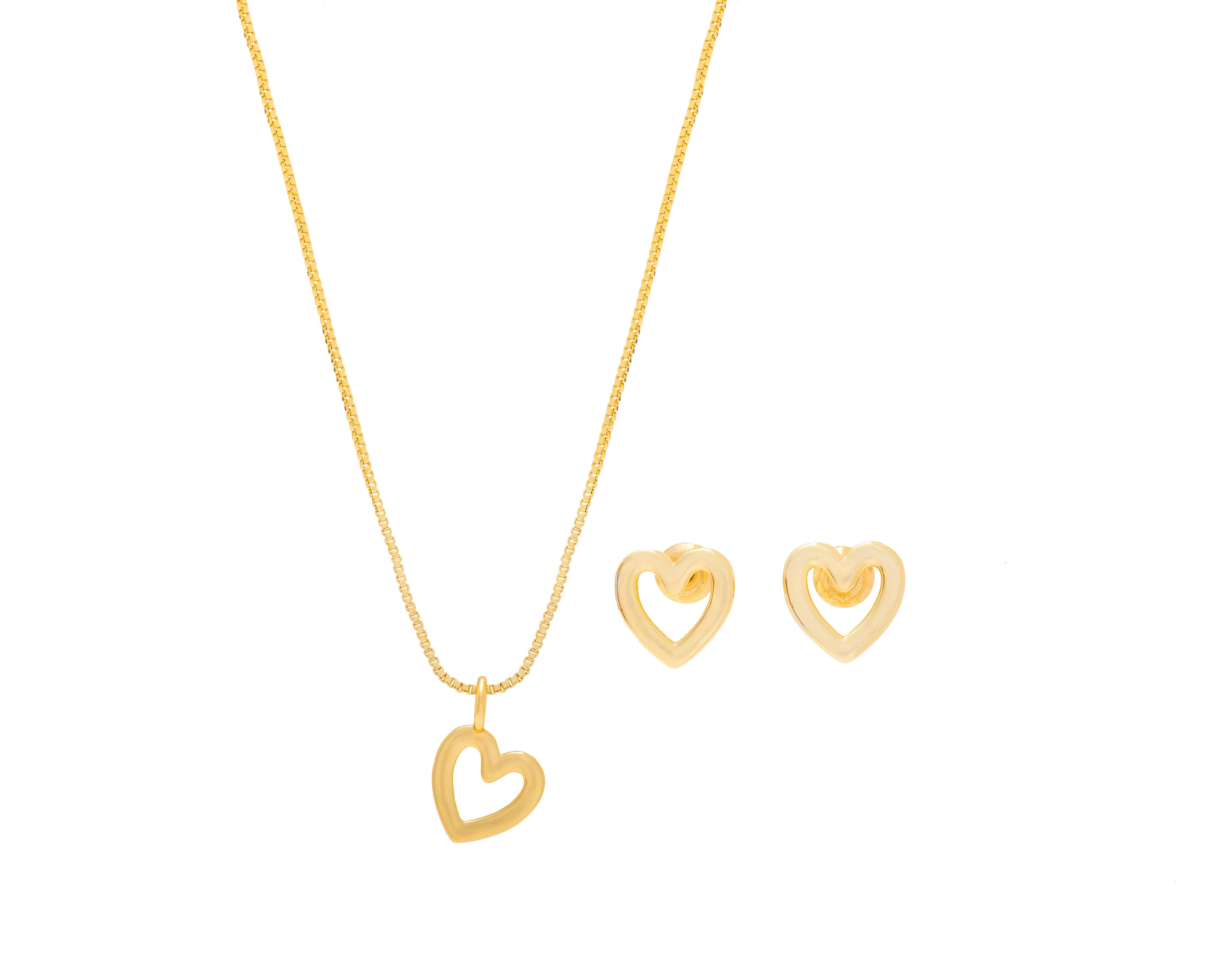 Collar y Aretes de Chapa de Oro 18 K Girondela $259