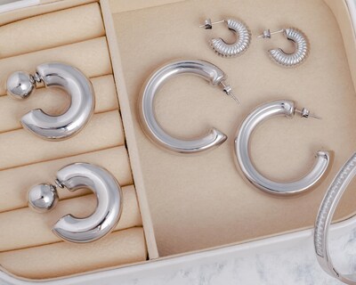 Foto 6 | Aretes de Acero Inoxidable Plafer