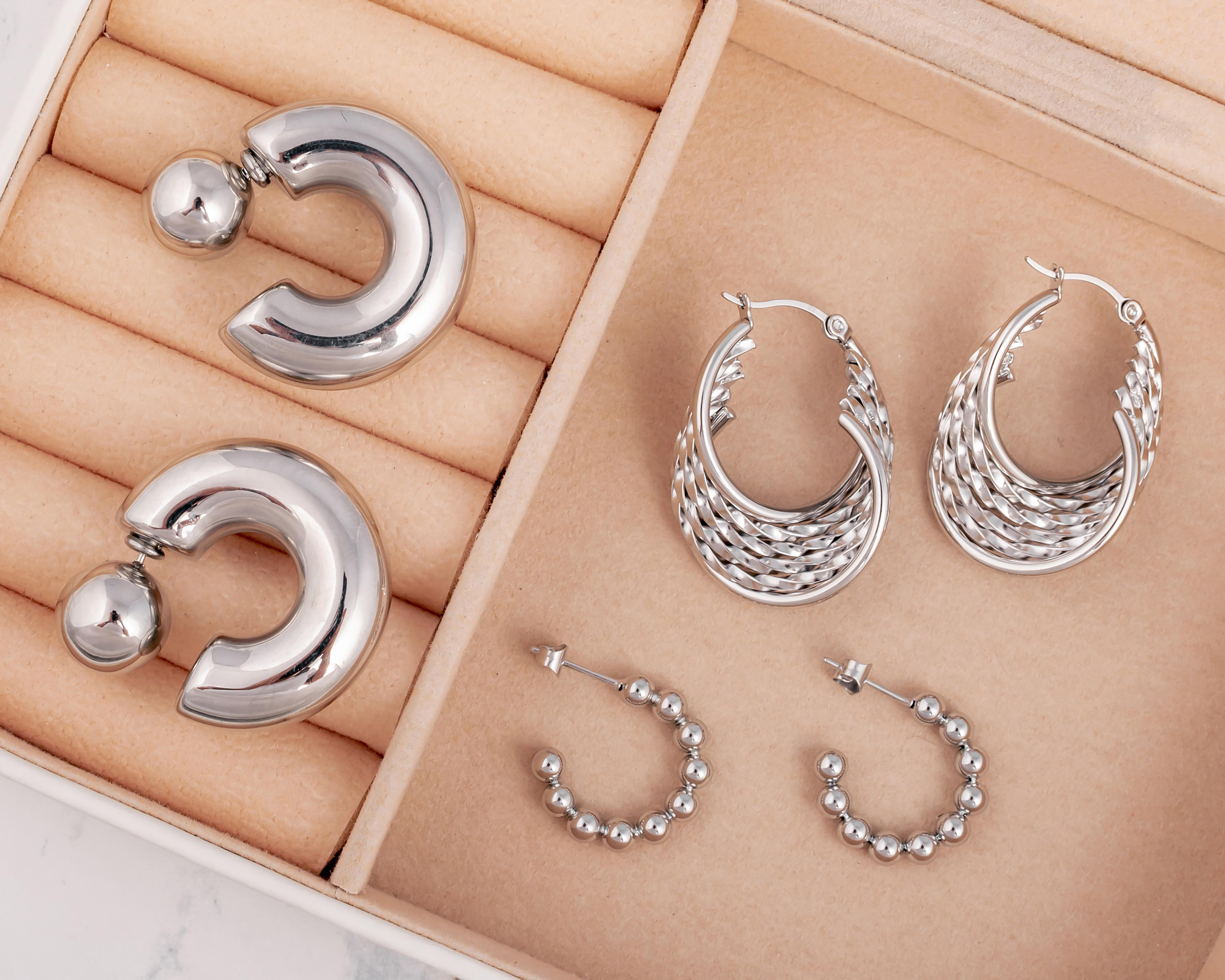 Foto 7 pulgar | Aretes de Acero Inoxidable Plafer