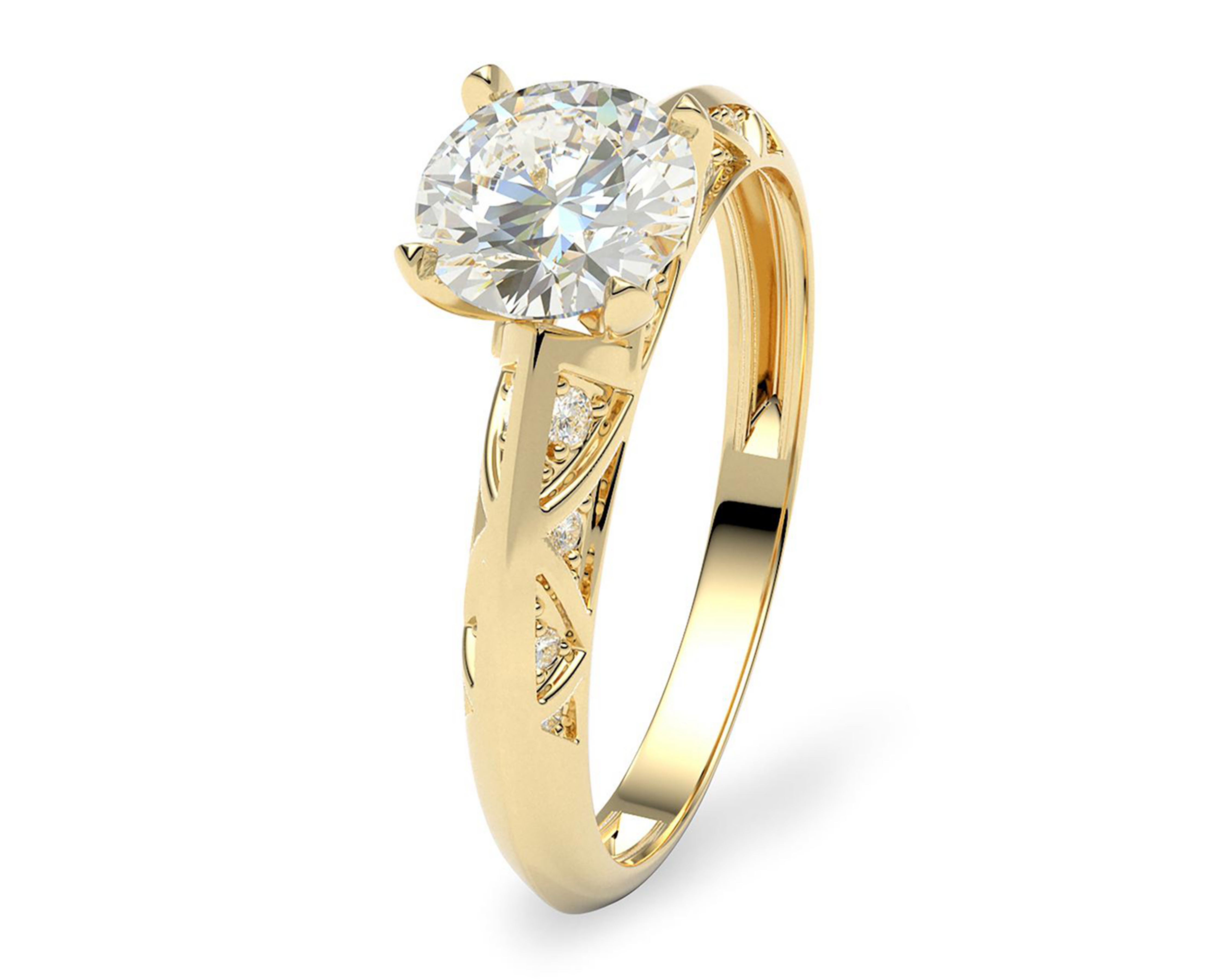 Anillo De Compromiso de Oro 14K Talla 7 - 7.5