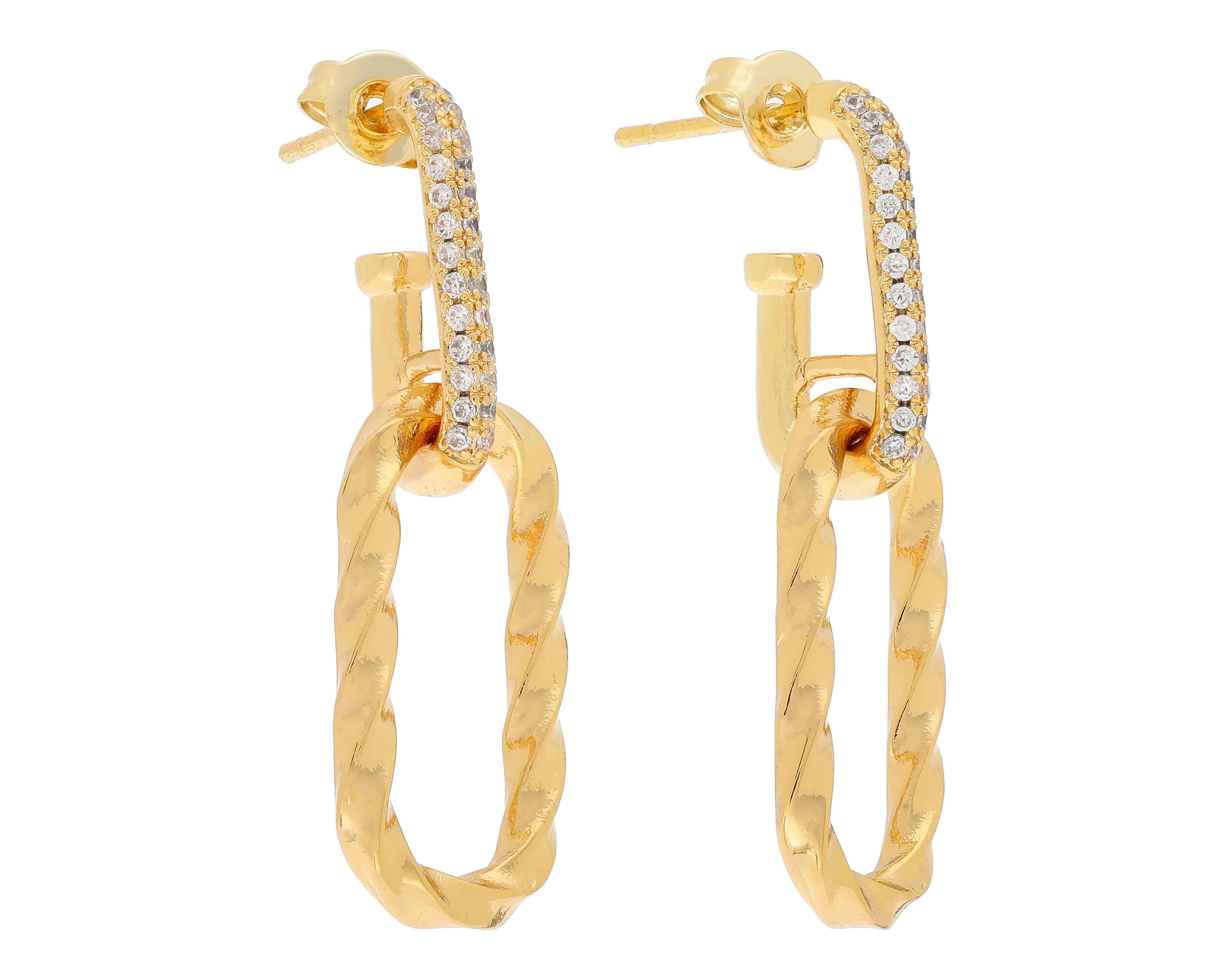 Aretes Chapa de Oro Steeltime