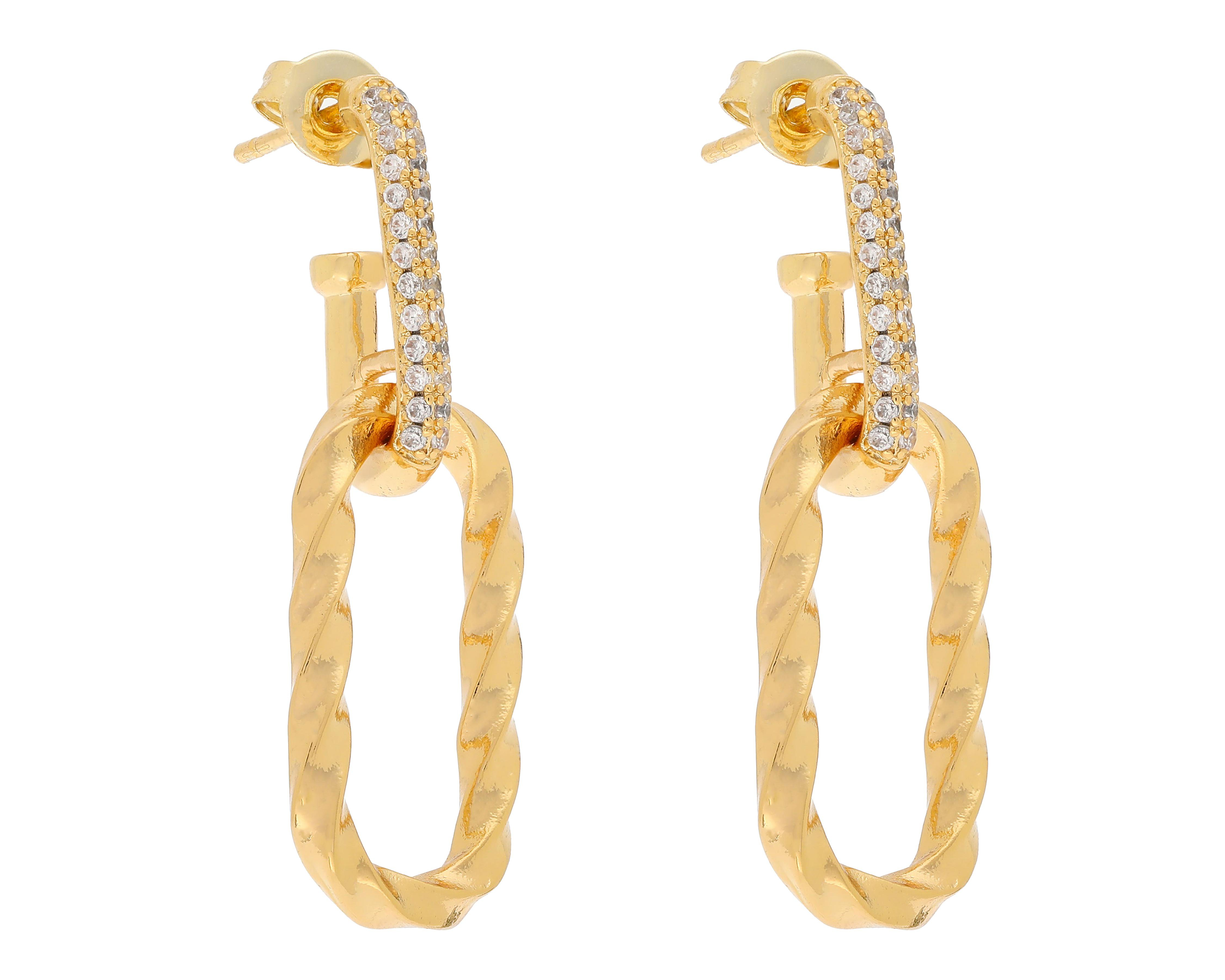 Foto 3 pulgar | Aretes Chapa de Oro Steeltime