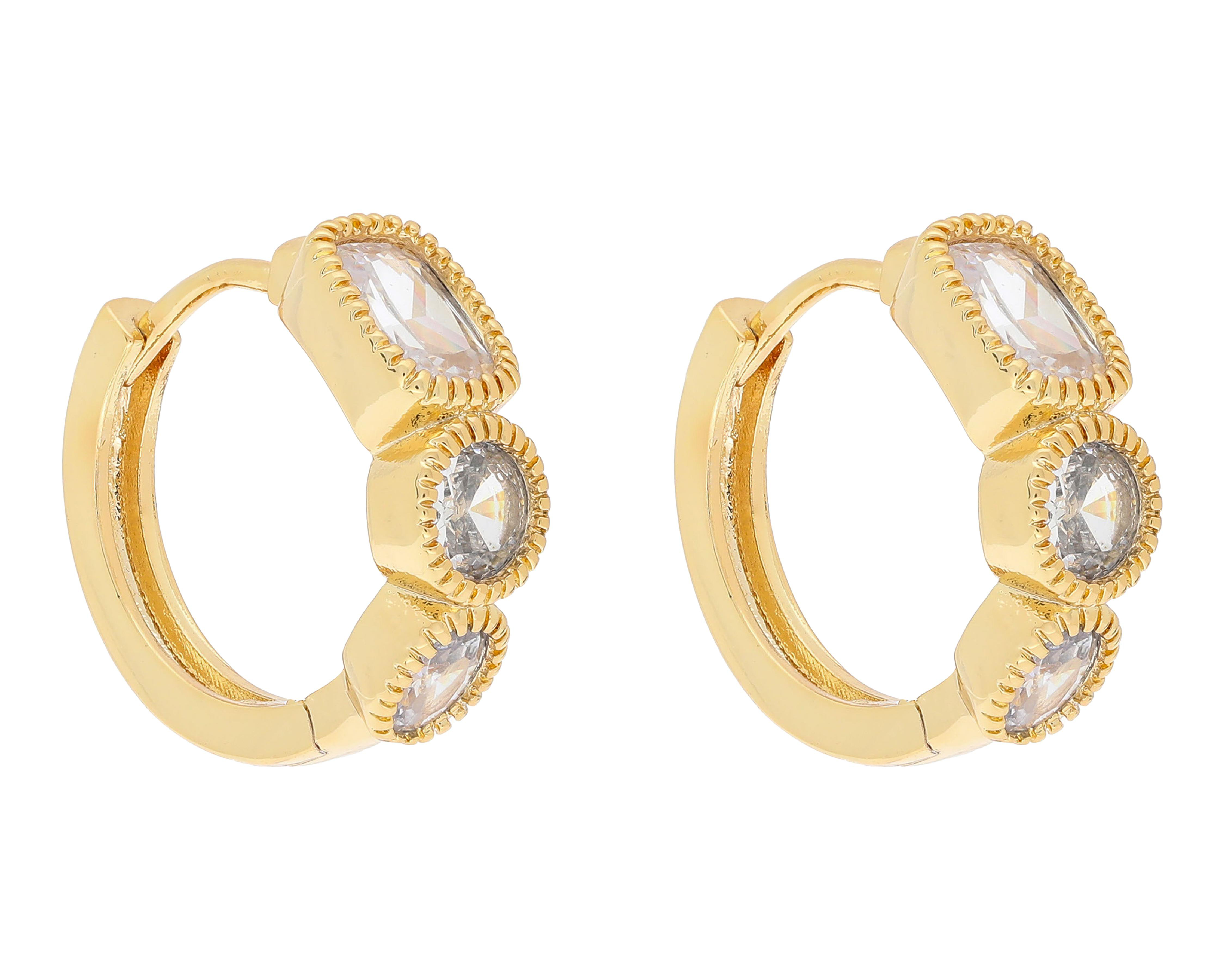 Foto 3 pulgar | Aretes Chapa de Oro Steeltime