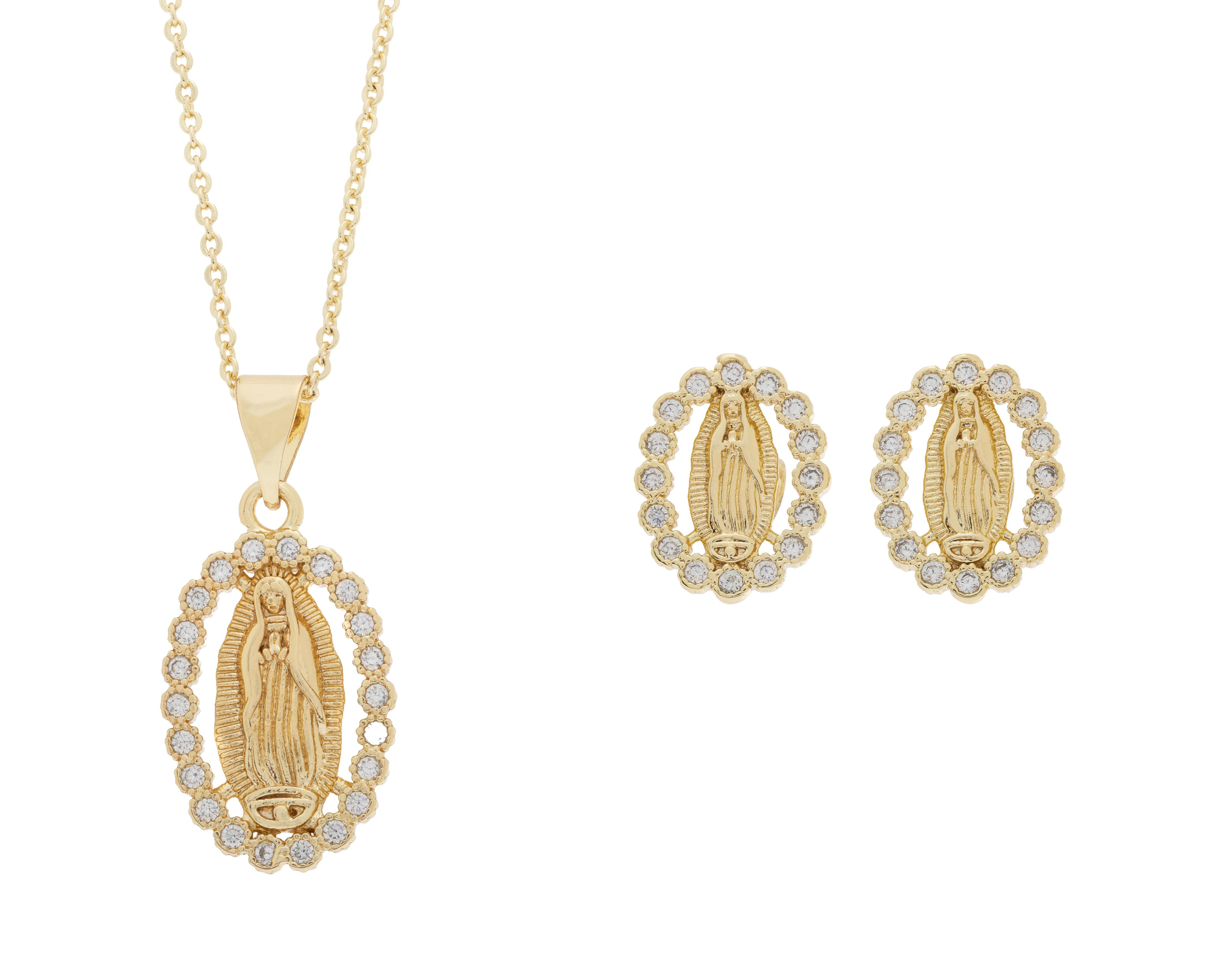 Collar y Aretes de Chapa de Oro Plafer 2 Piezas