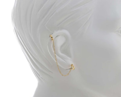 Foto 4 | Piercing con Cadena de Chapa de Oro 18K Girondela