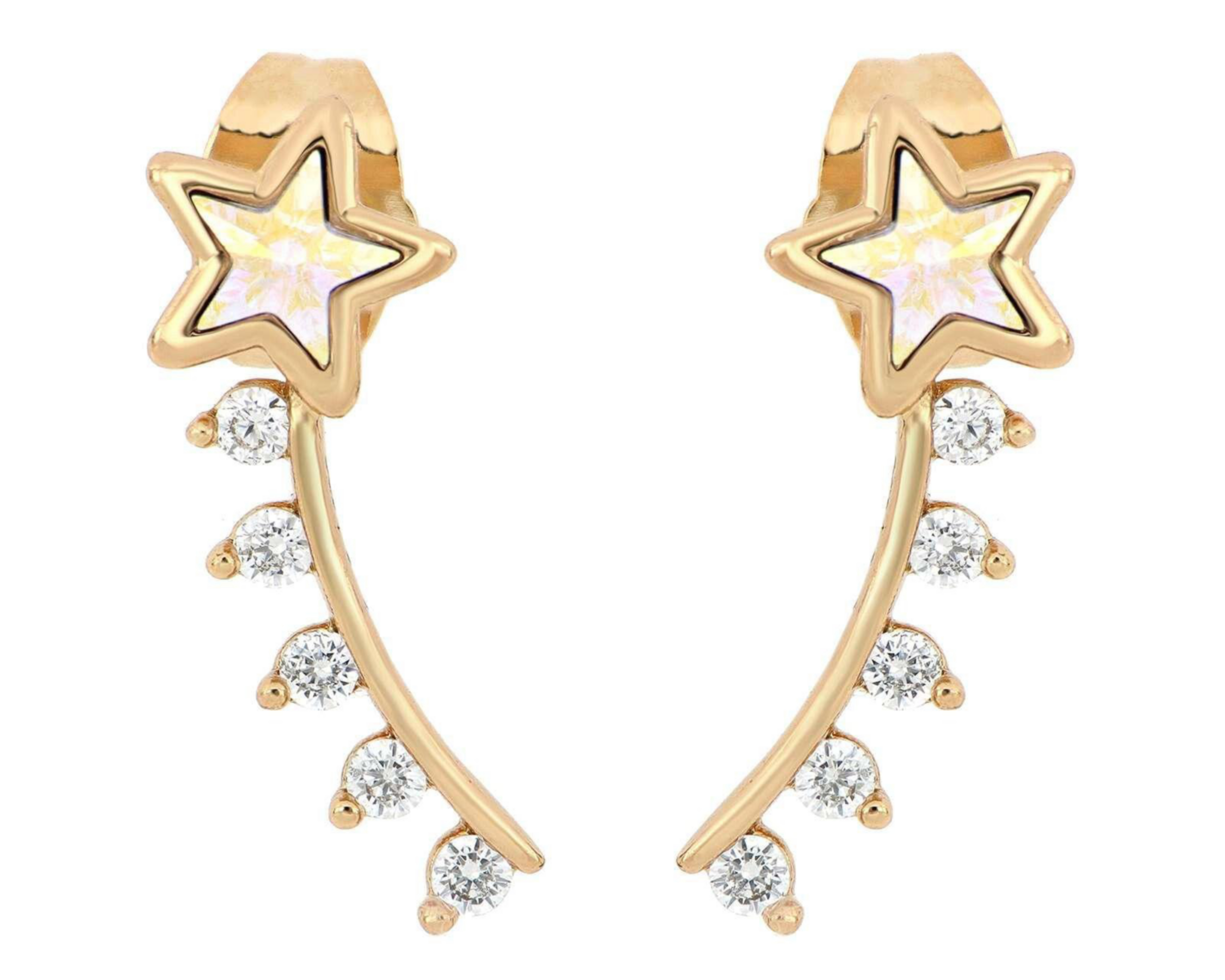 Foto 2 pulgar | Aretes de Chapa de Oro 18K Plafer