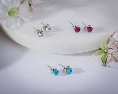Foto 4 | Aretes de Acero Inoxidable Thinner 3 Pares