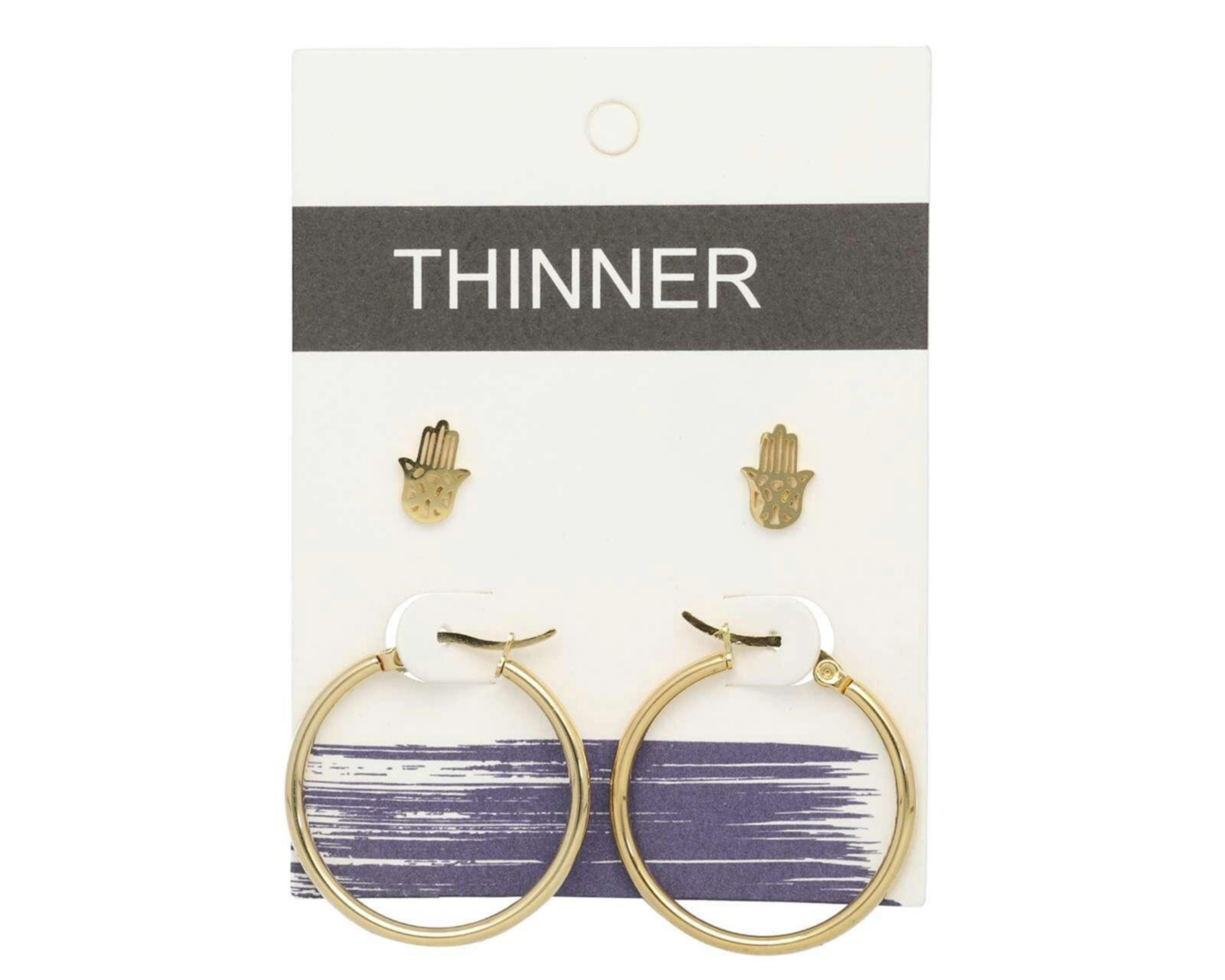 Foto 4 pulgar | Aretes de Acero Inoxidable Thinner 2 Pares