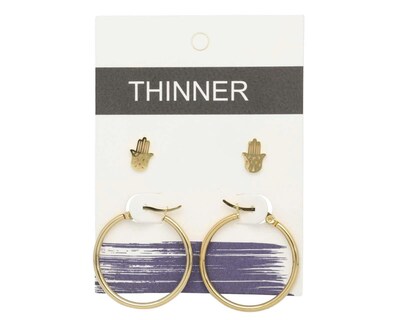 Foto 3 | Aretes de Acero Inoxidable Thinner 2 Pares