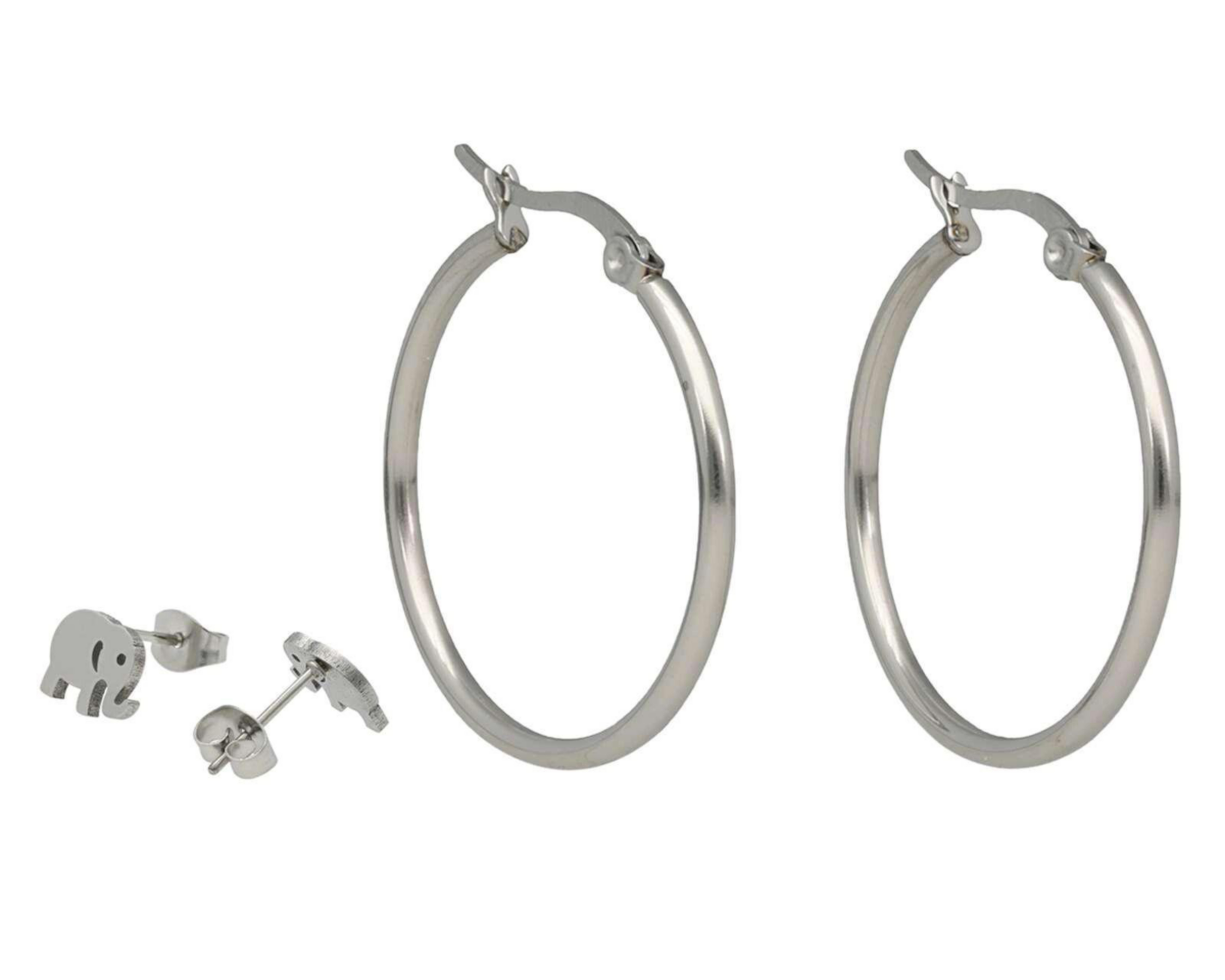 Foto 3 pulgar | Aretes de Acero Inoxidable Thinner 2 Pares