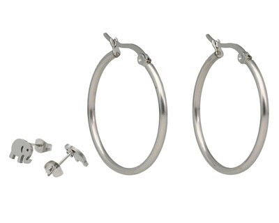 Foto 2 | Aretes de Acero Inoxidable Thinner 2 Pares