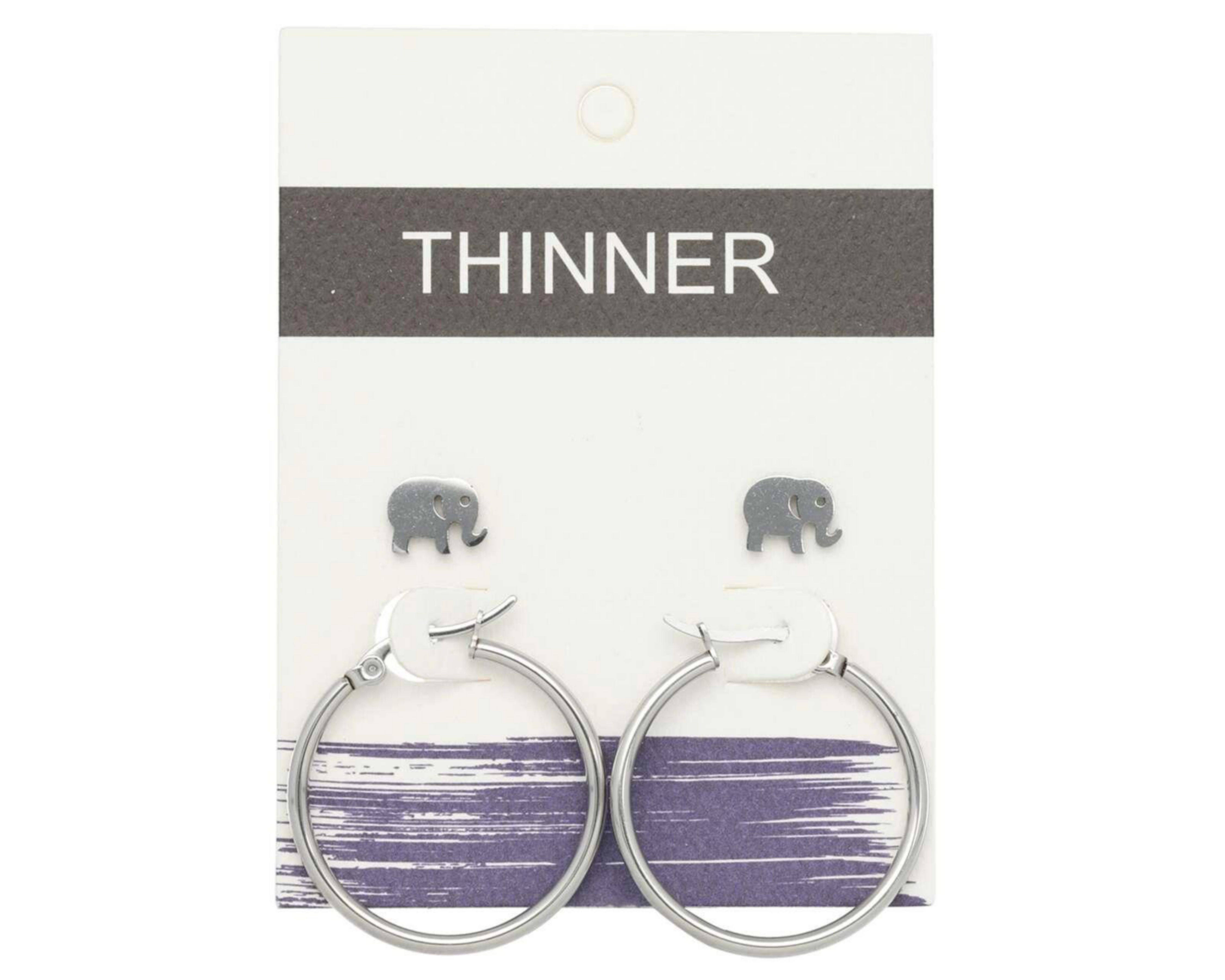 Foto 4 pulgar | Aretes de Acero Inoxidable Thinner 2 Pares