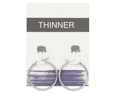 Foto 3 | Aretes de Acero Inoxidable Thinner 2 Pares