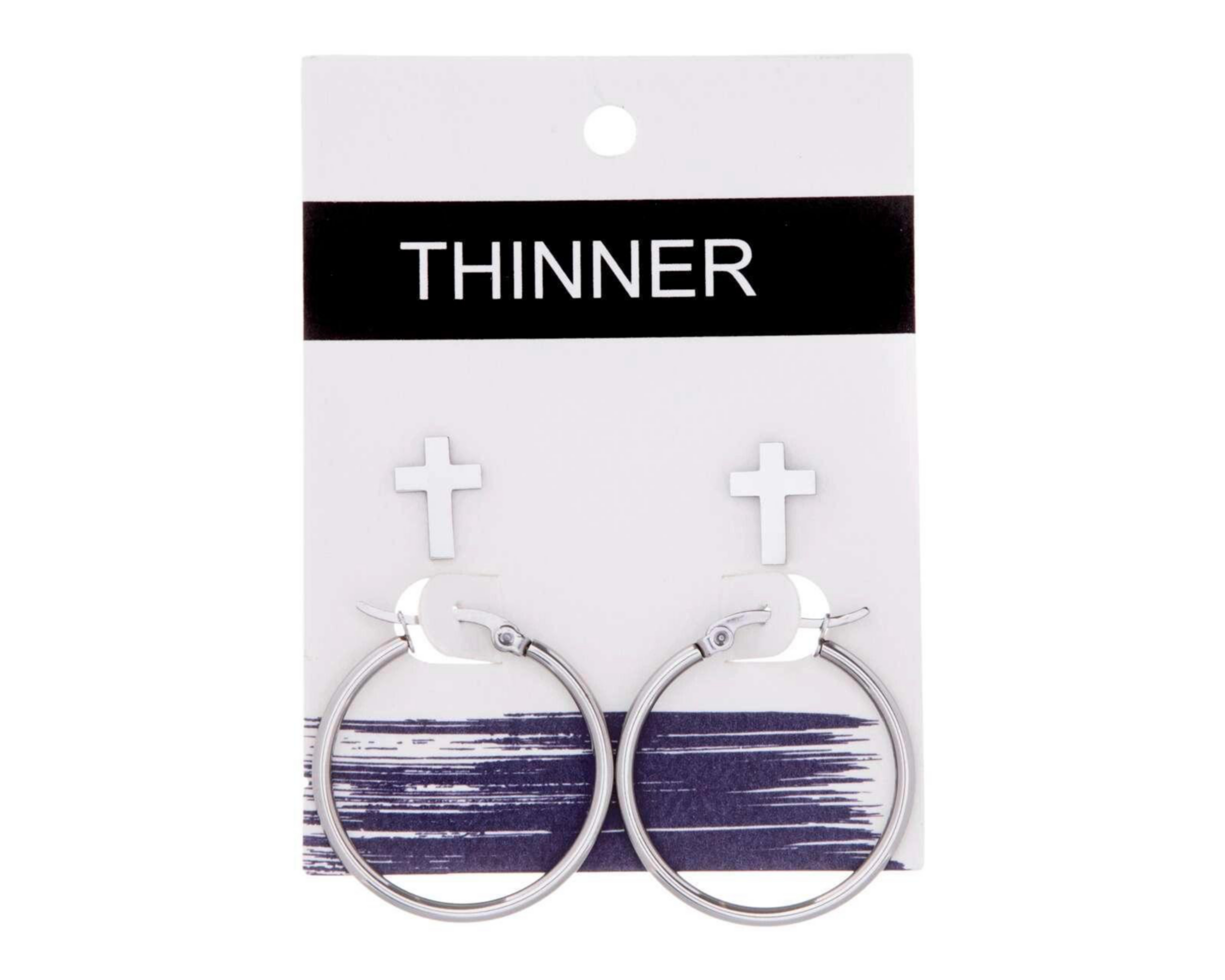 Foto 1 | Aretes de Acero Inoxidable Thinner 2 Pares
