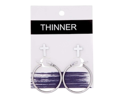 Foto 1 | Aretes de Acero Inoxidable Thinner 2 Pares