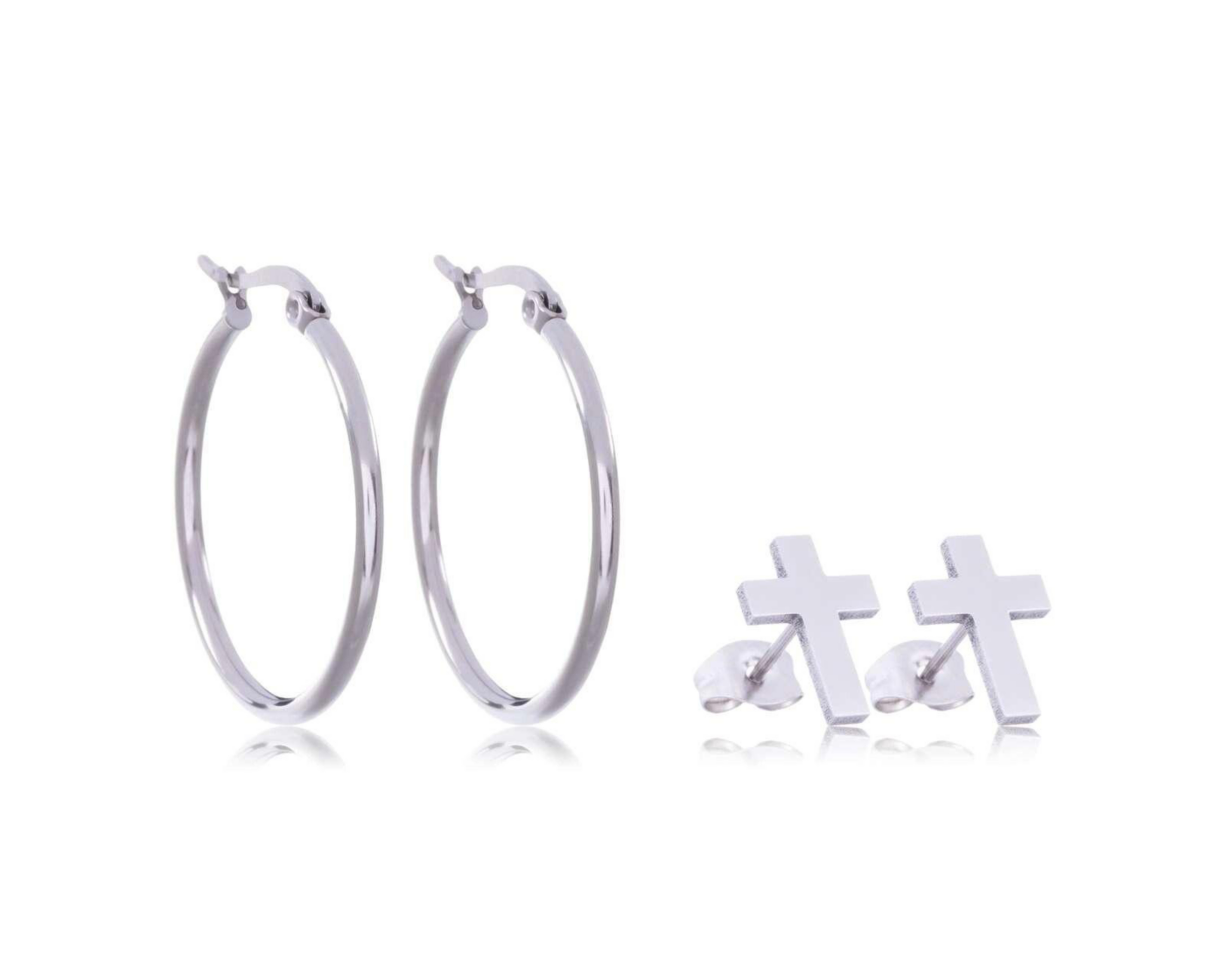 Foto 3 pulgar | Aretes de Acero Inoxidable Thinner 2 Pares