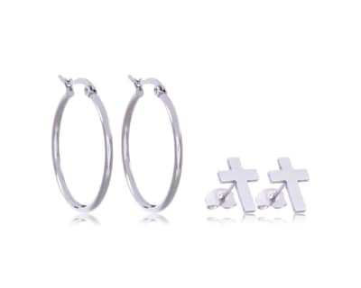 Foto 2 | Aretes de Acero Inoxidable Thinner 2 Pares