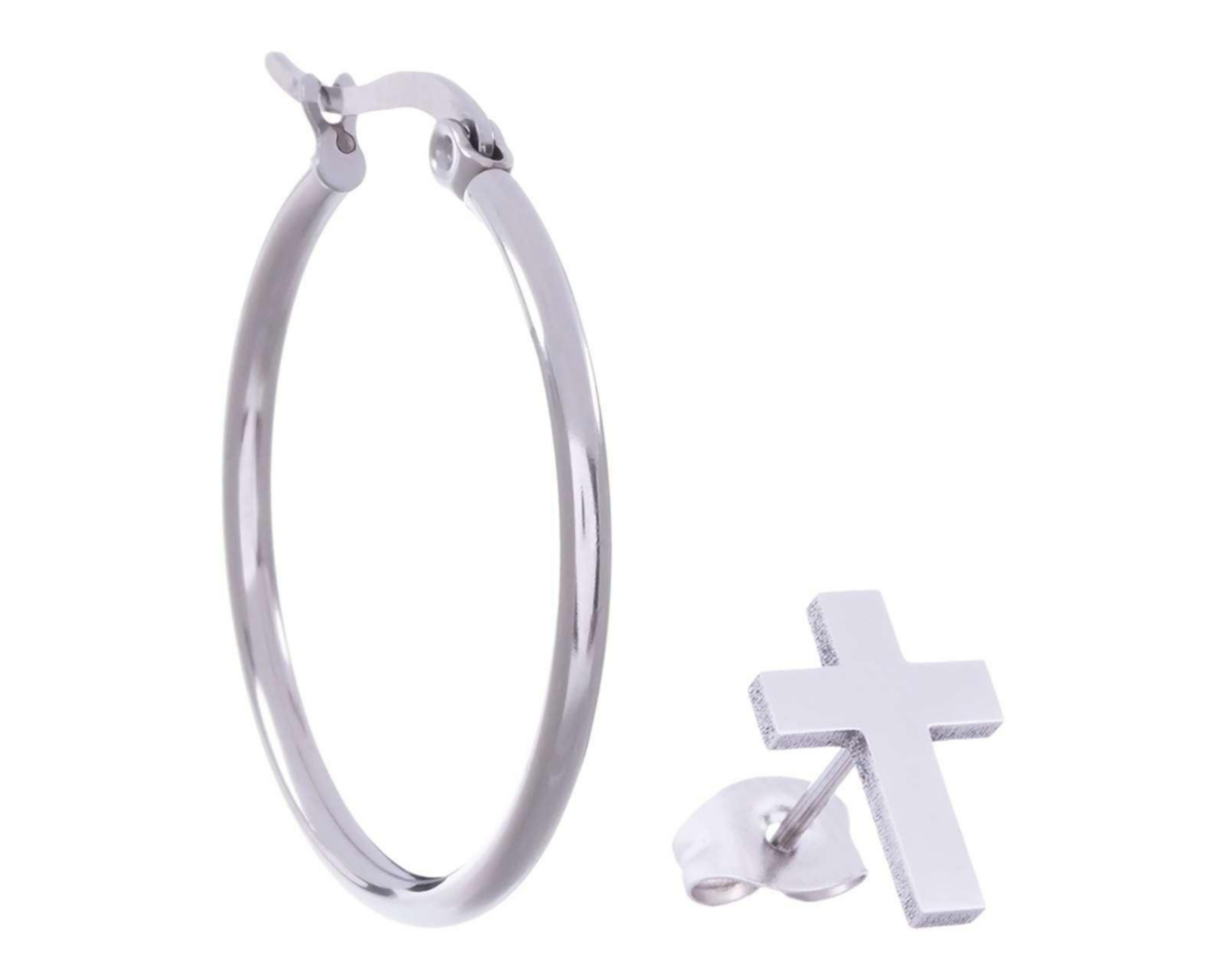 Foto 6 | Aretes de Acero Inoxidable Thinner 2 Pares