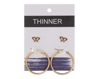 Foto 1 | Aretes de Acero Inoxidable Thinner 2 Pares