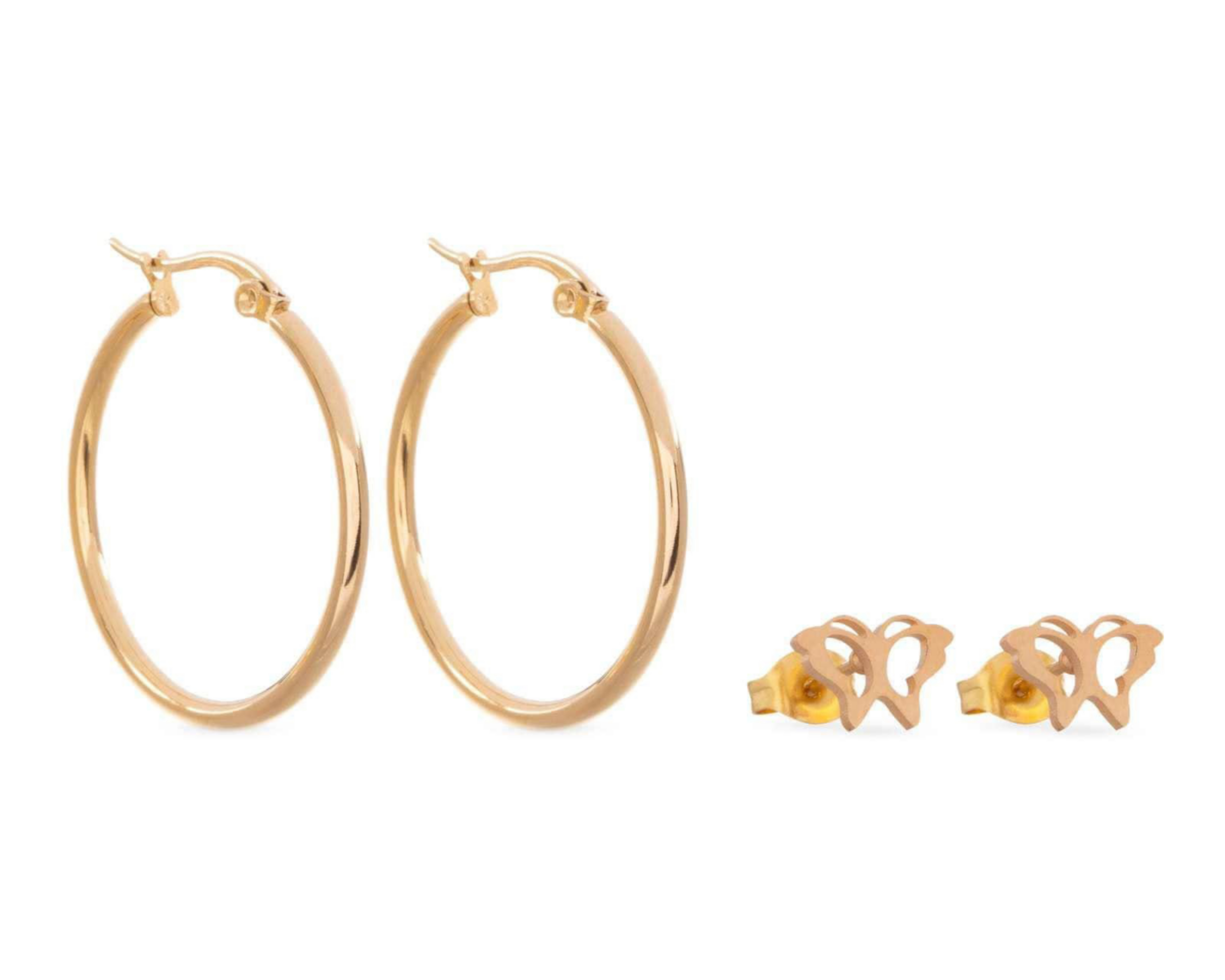 Foto 3 pulgar | Aretes de Acero Inoxidable Thinner 2 Pares