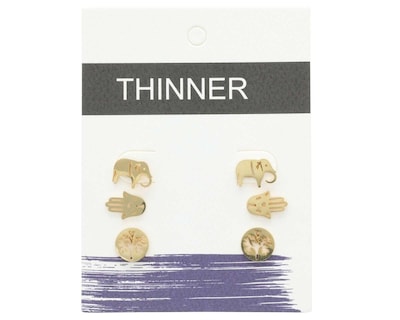 Foto 3 | Aretes de Acero Inoxidable Thinner 3 Pares